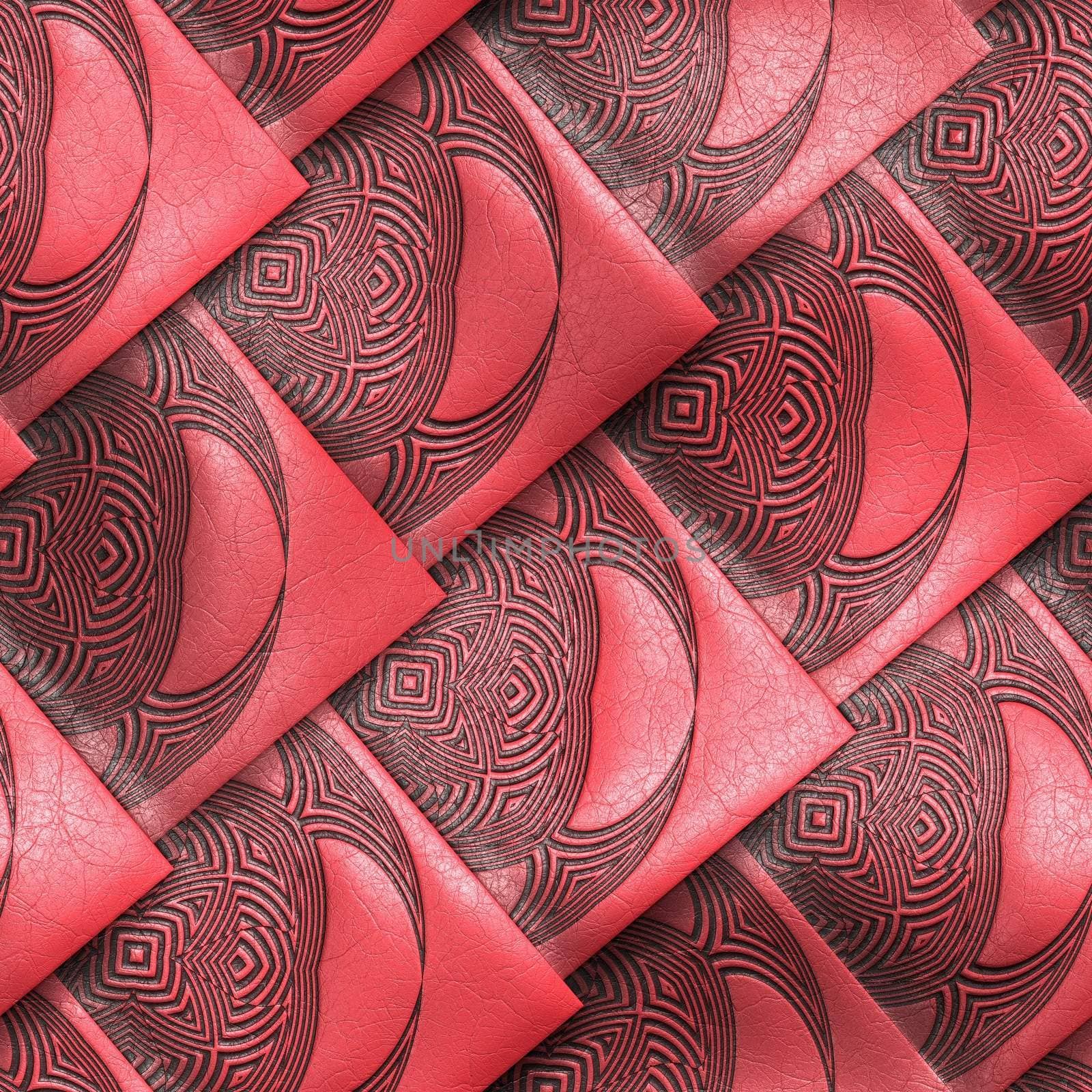 Luxury background tile with embossed fractal on leather