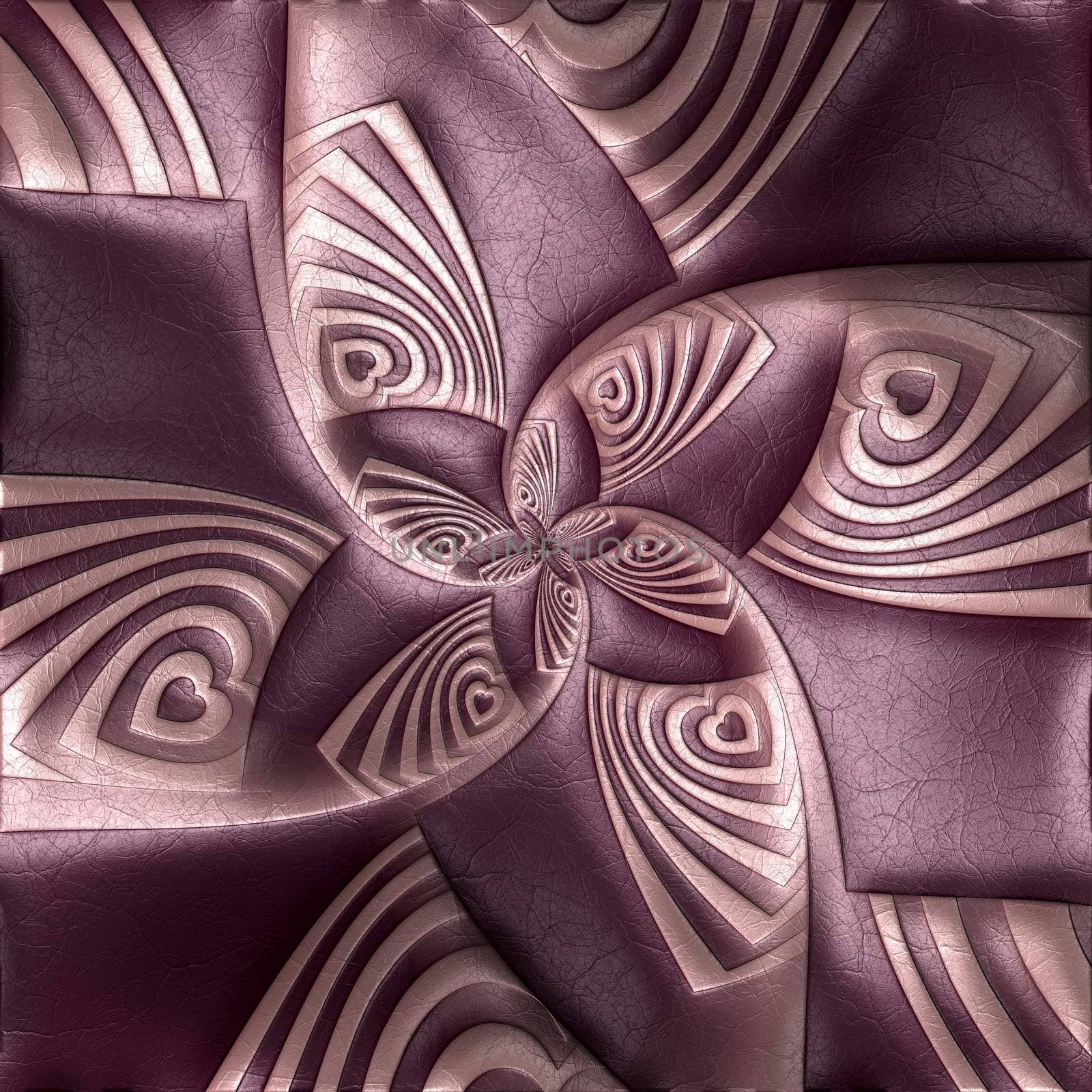 Luxury background tile with embossed fractal on leather