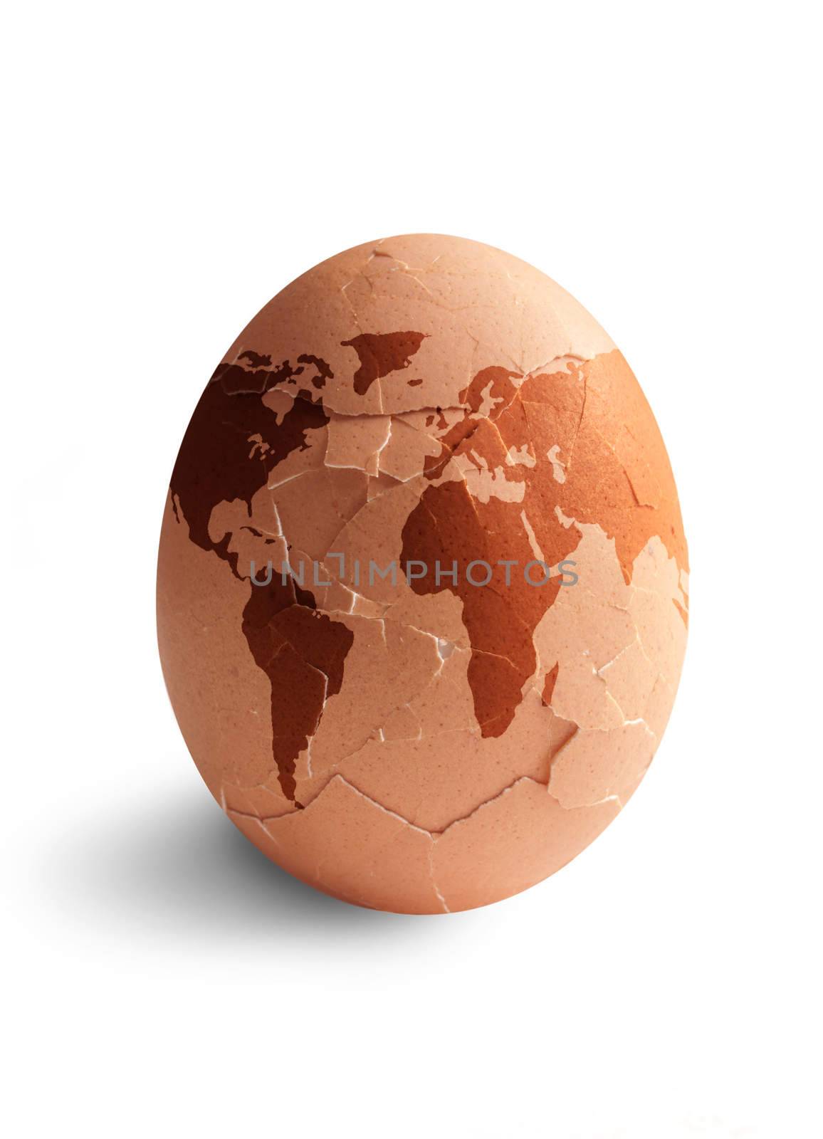 Egg shape world cracking open 