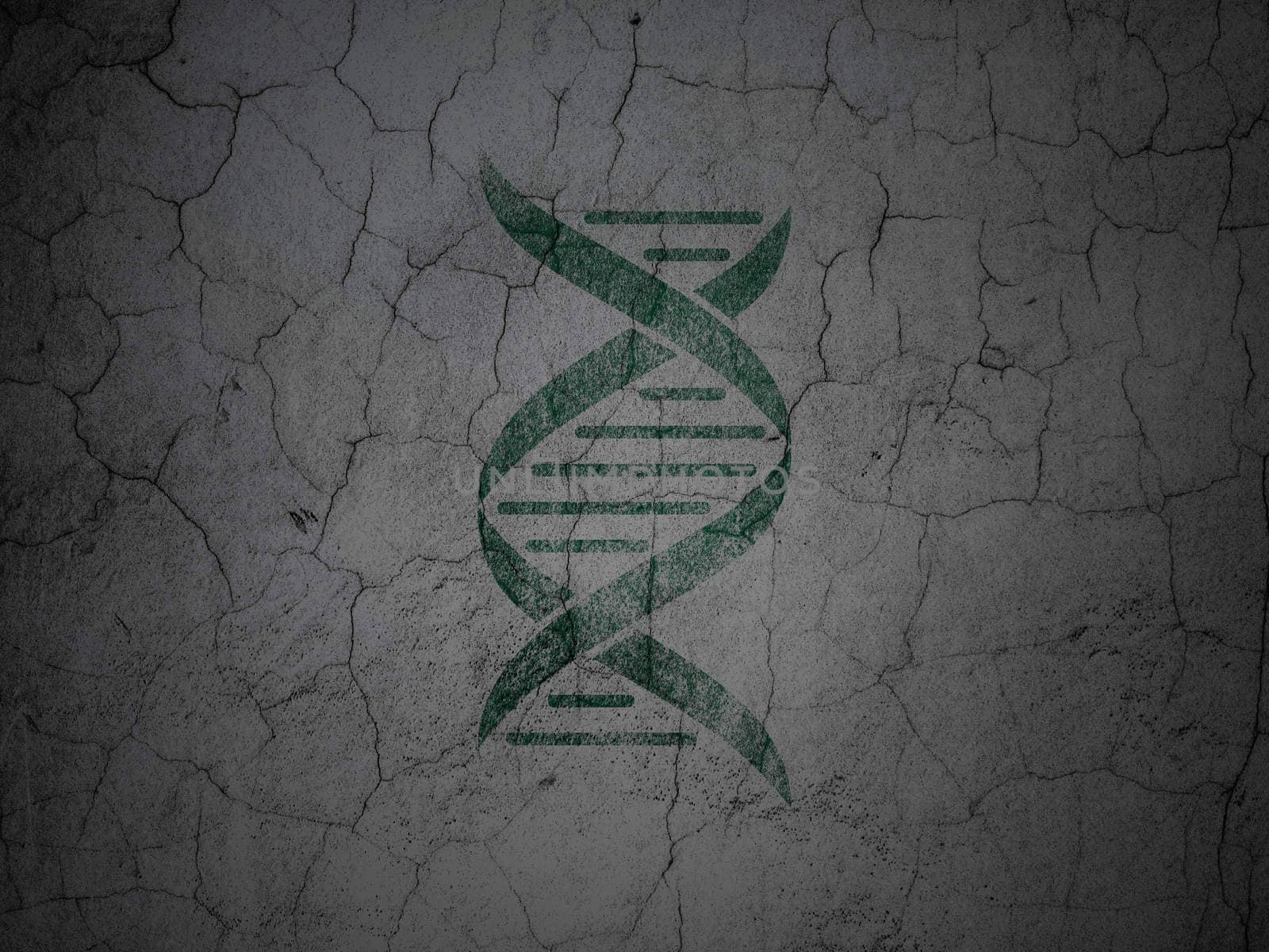 Medicine concept: DNA on grunge wall background by maxkabakov