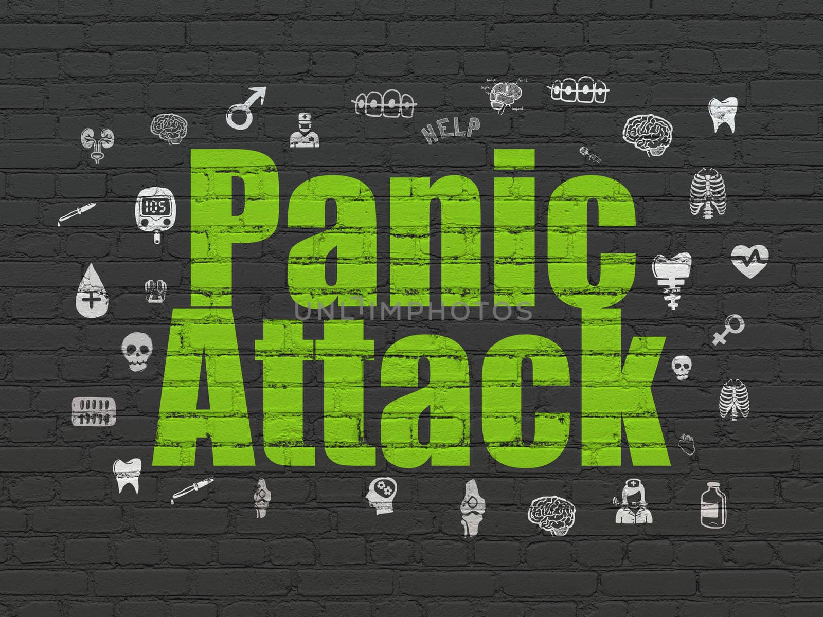 Health concept: Panic Attack on wall background by maxkabakov