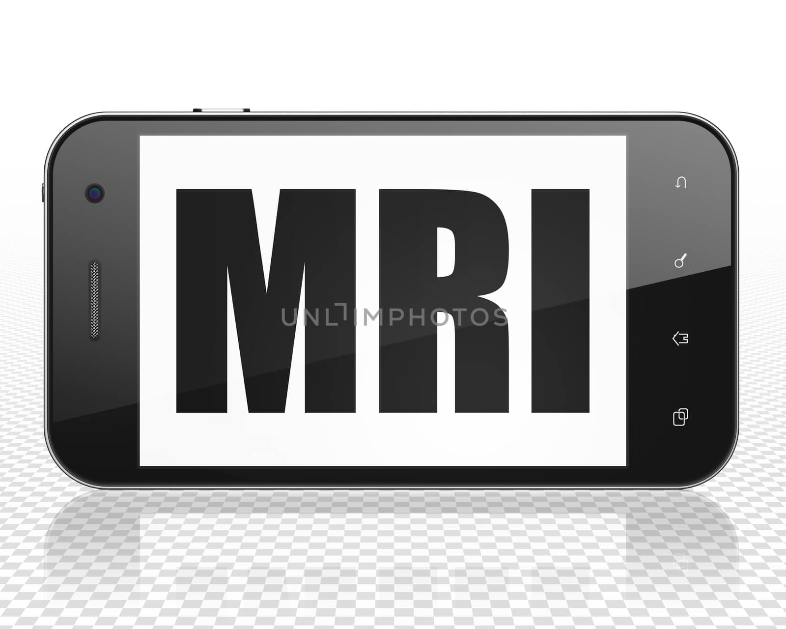 Healthcare concept: Smartphone with MRI on display by maxkabakov