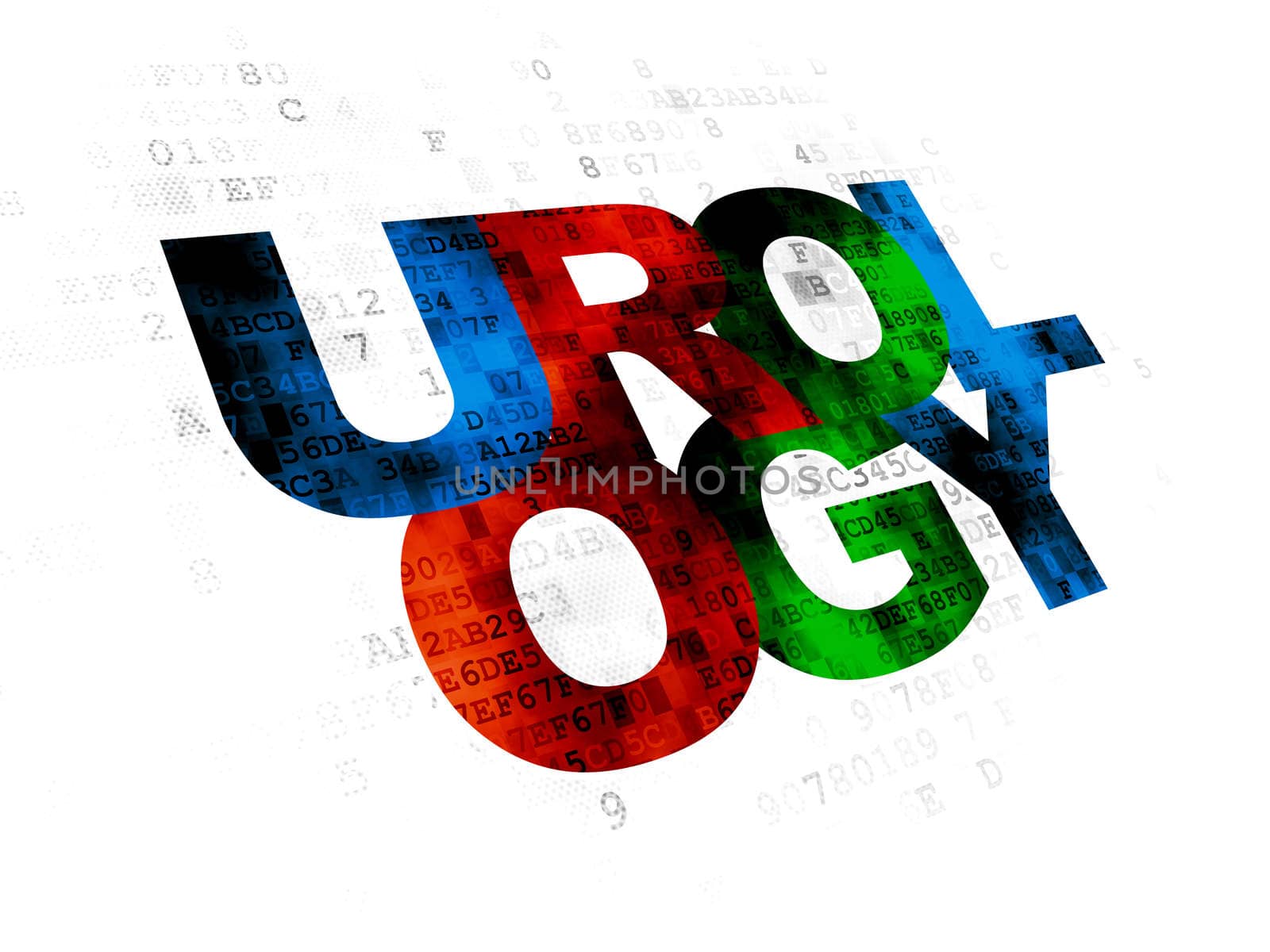 Healthcare concept: Pixelated multicolor text Urology on Digital background