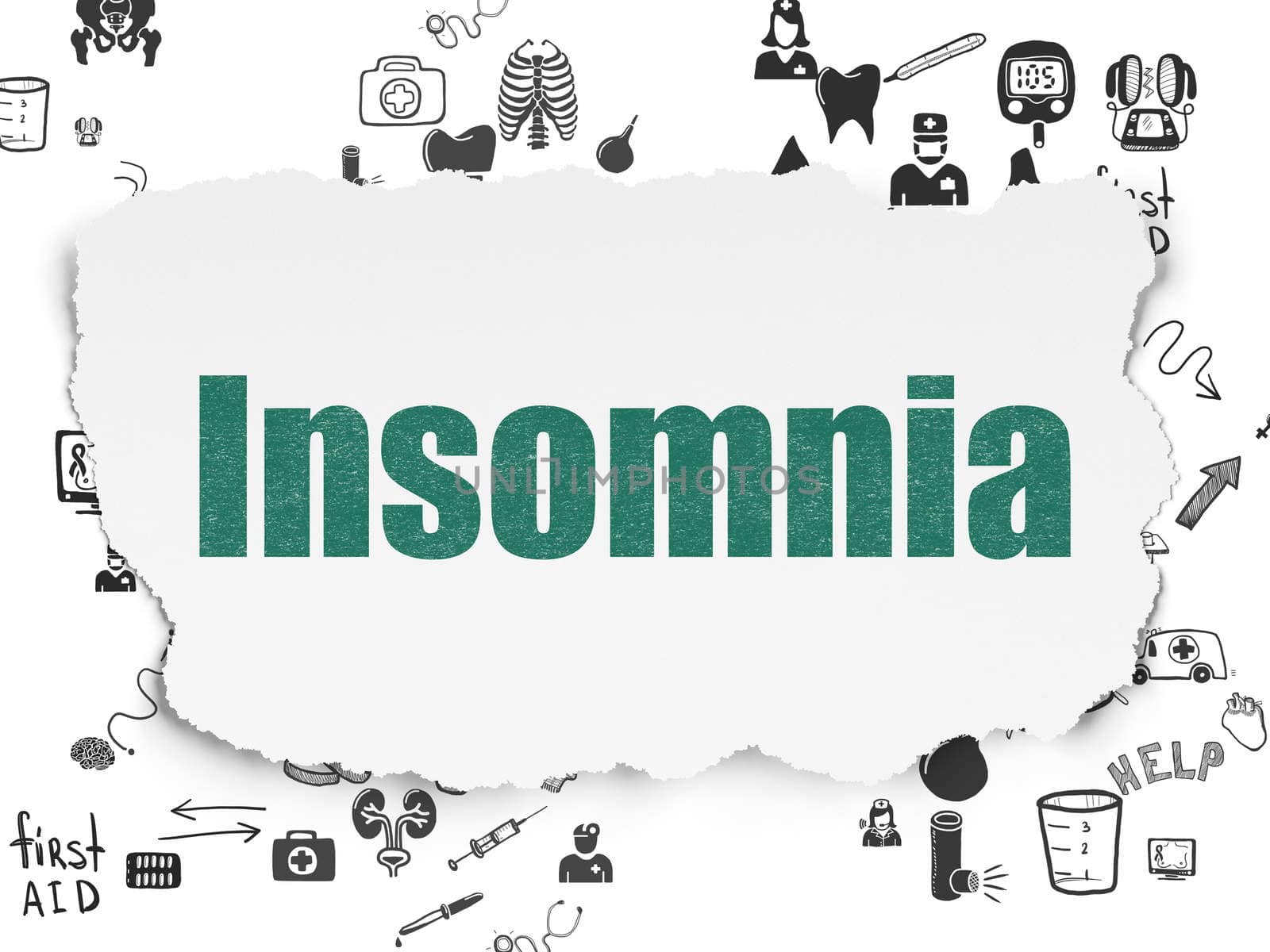 Health concept: Insomnia on Torn Paper background by maxkabakov