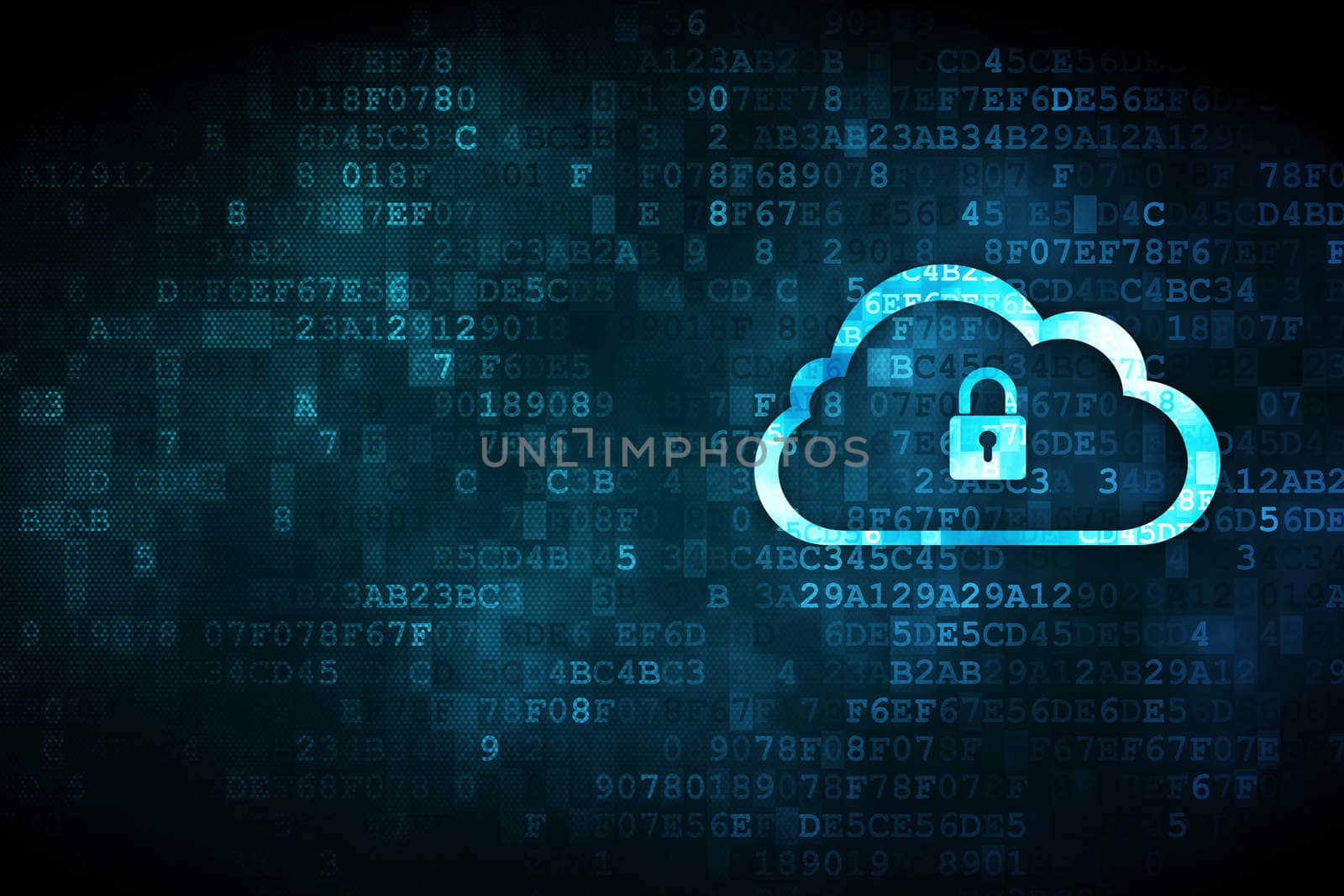 Cloud networking concept: Cloud With Padlock on digital background by maxkabakov