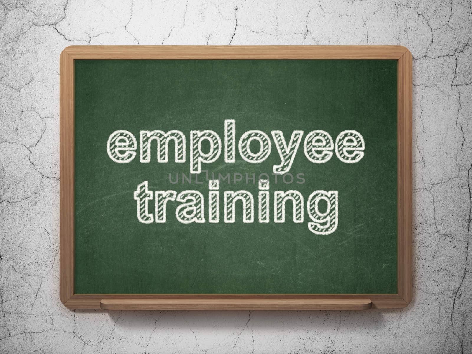 Learning concept: text Employee Training on Green chalkboard on grunge wall background