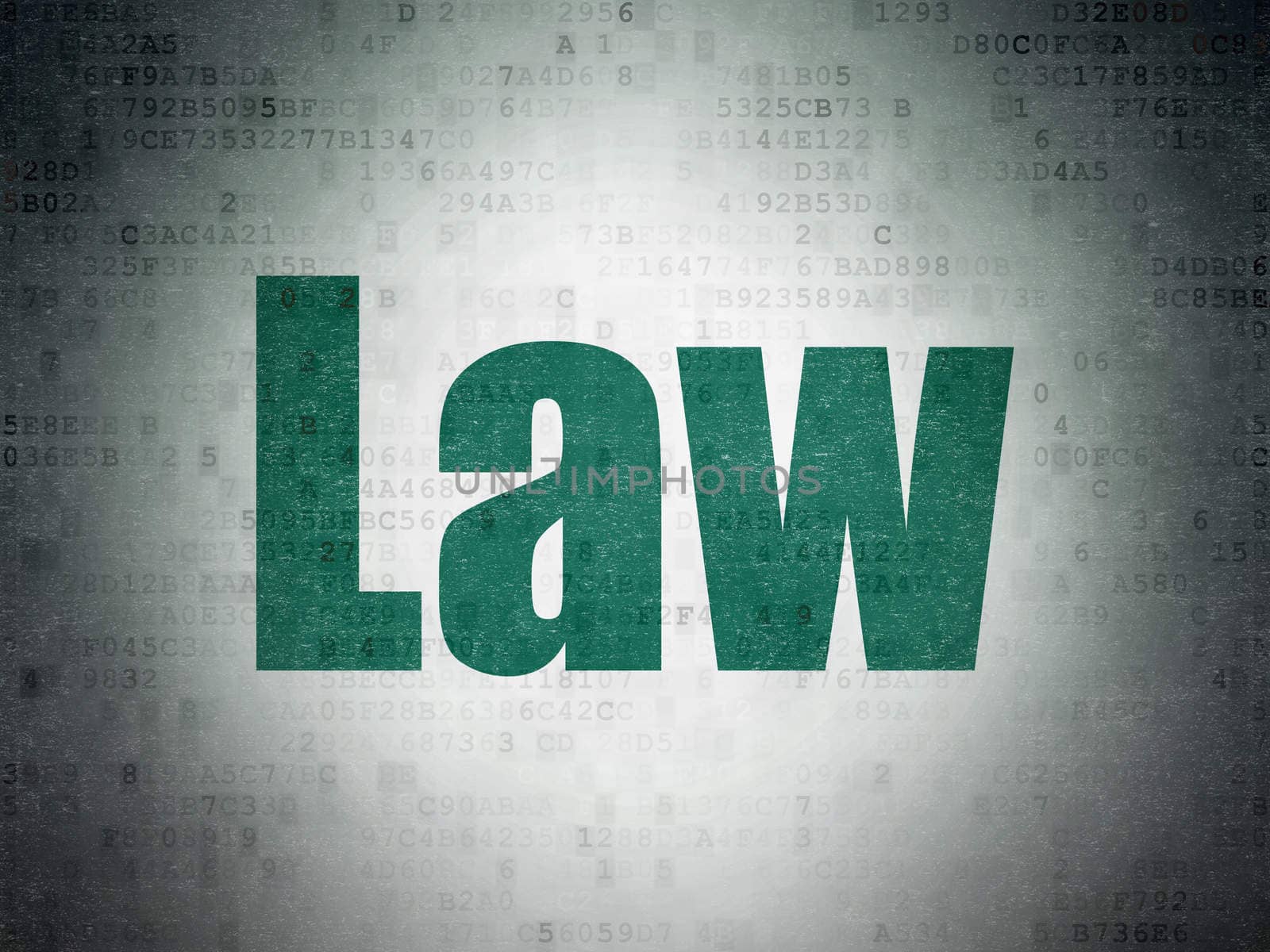Law concept: Painted green word Law on Digital Paper background
