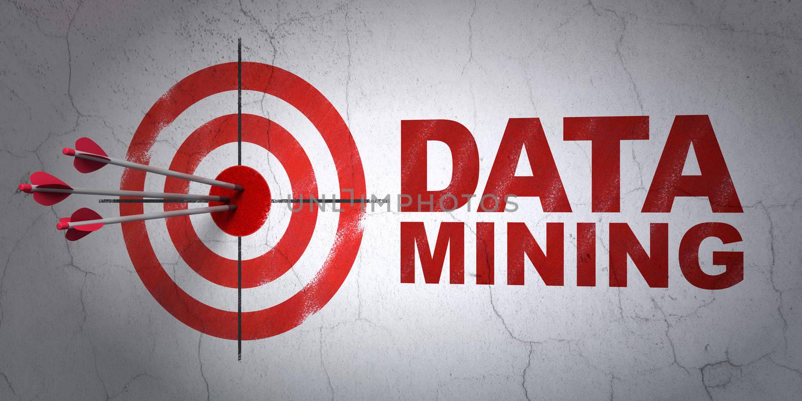 Information concept: target and Data Mining on wall background by maxkabakov