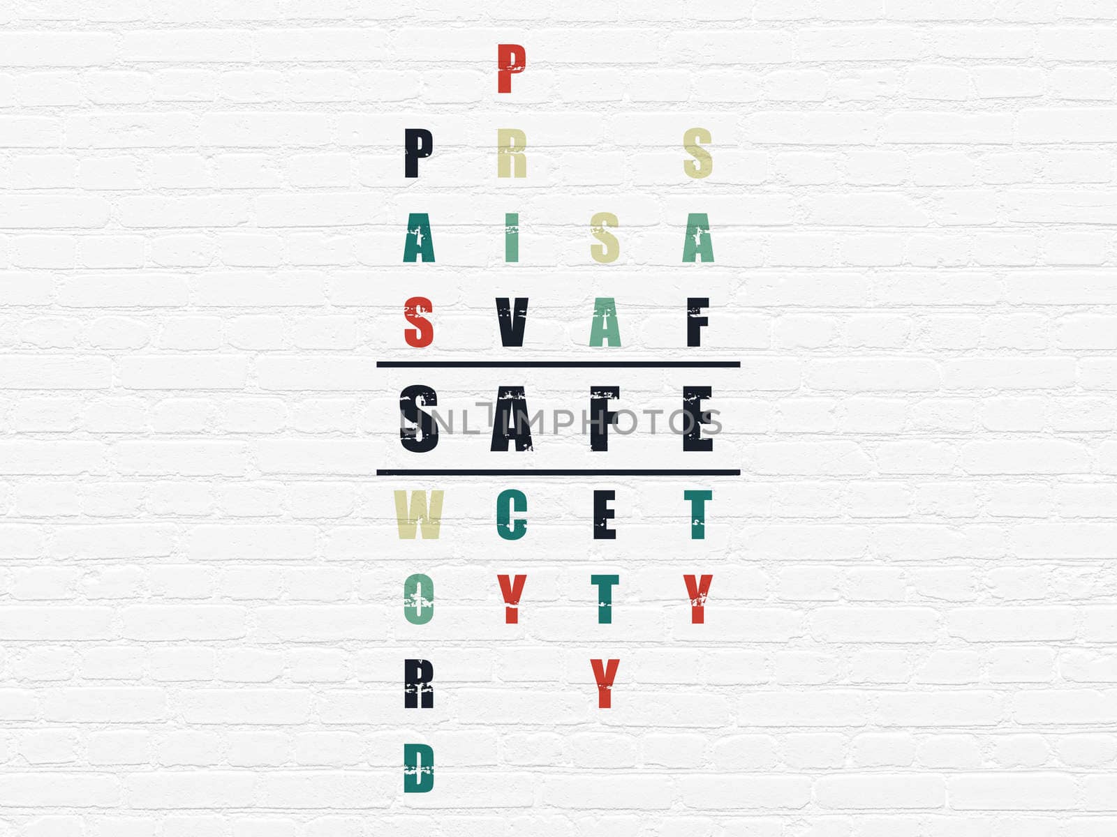 Safety concept: Painted black word Safe in solving Crossword Puzzle