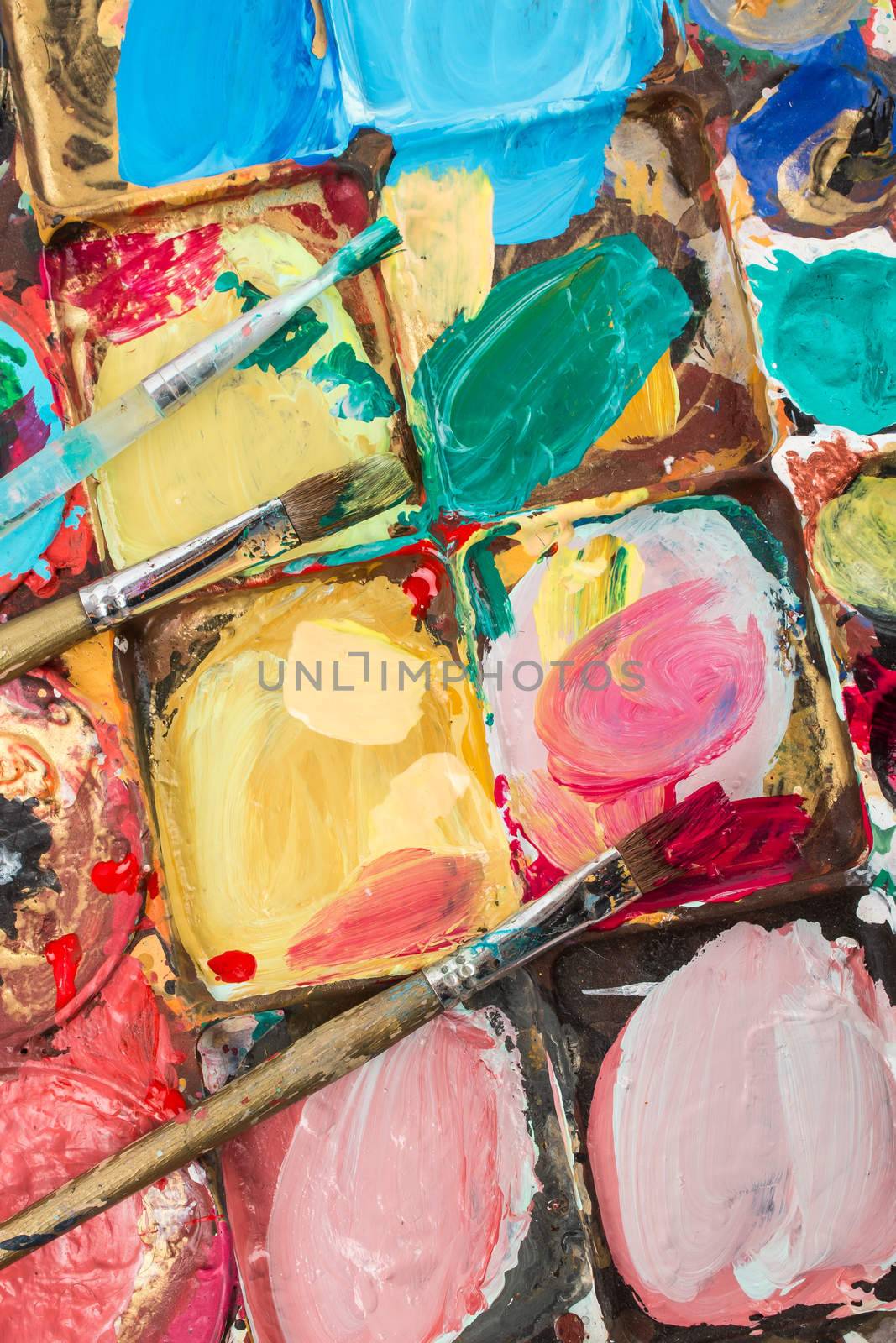 Coloerful palette of professional artist