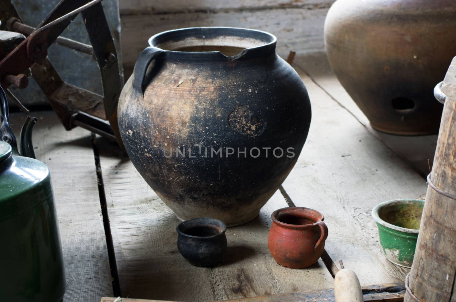 Ancient domestic scene with vintage pottery  by dolnikow