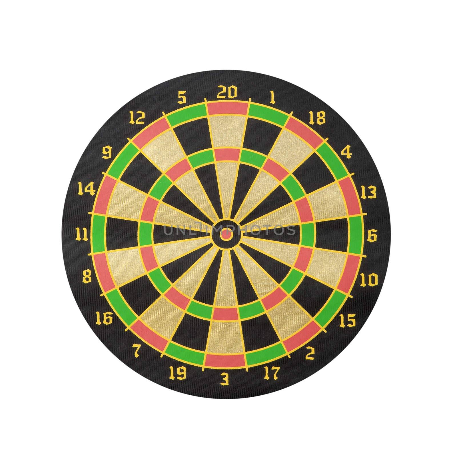 Dart board isolated on white background - front view
