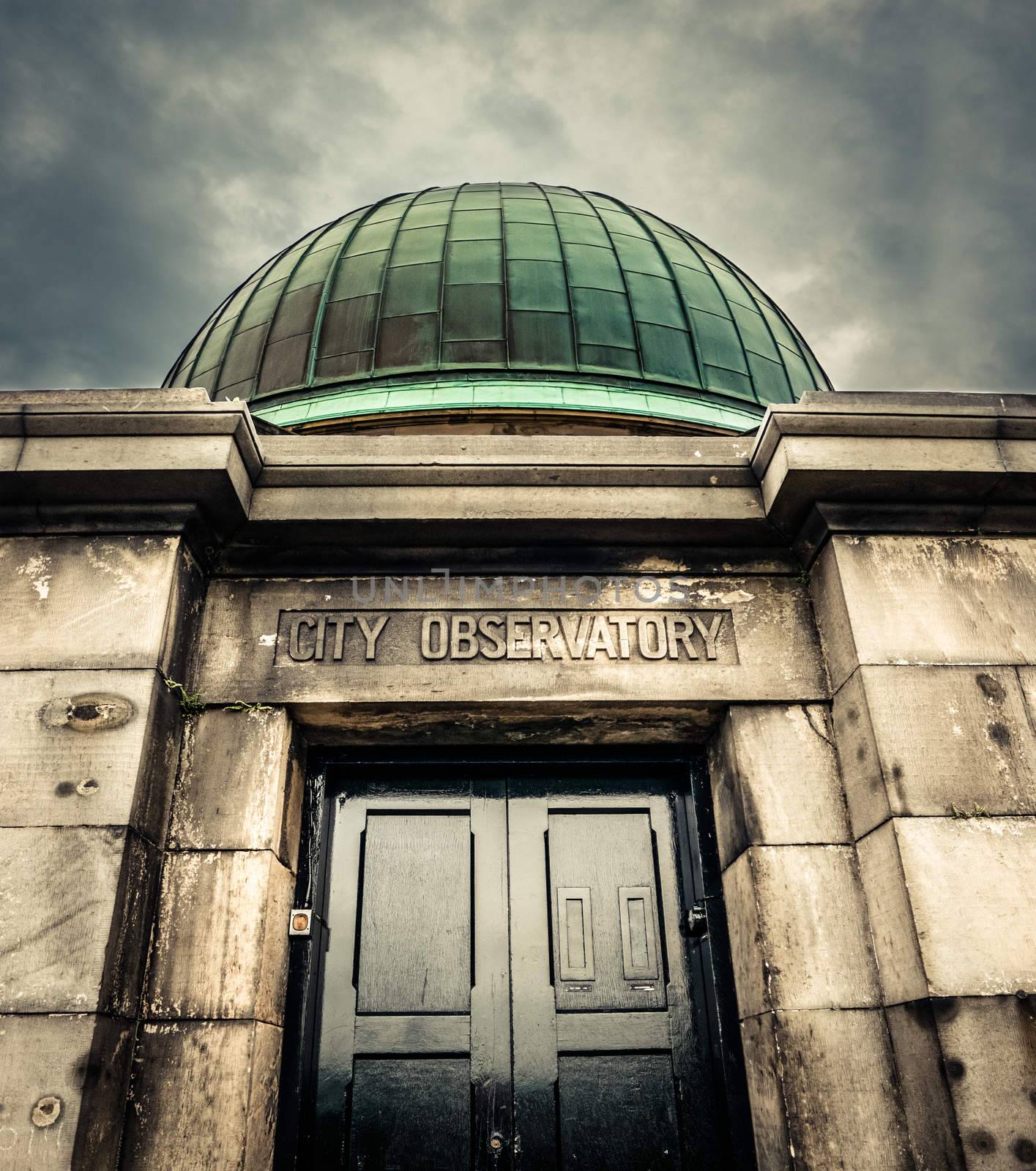 Vintage Style Image Of The City Observatory On Carlton Hill In Edinburgh