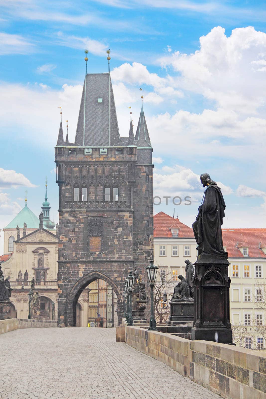 Charles Bridge (Karluv Most) and Lesser Town Tower, Prague, Czech Republic