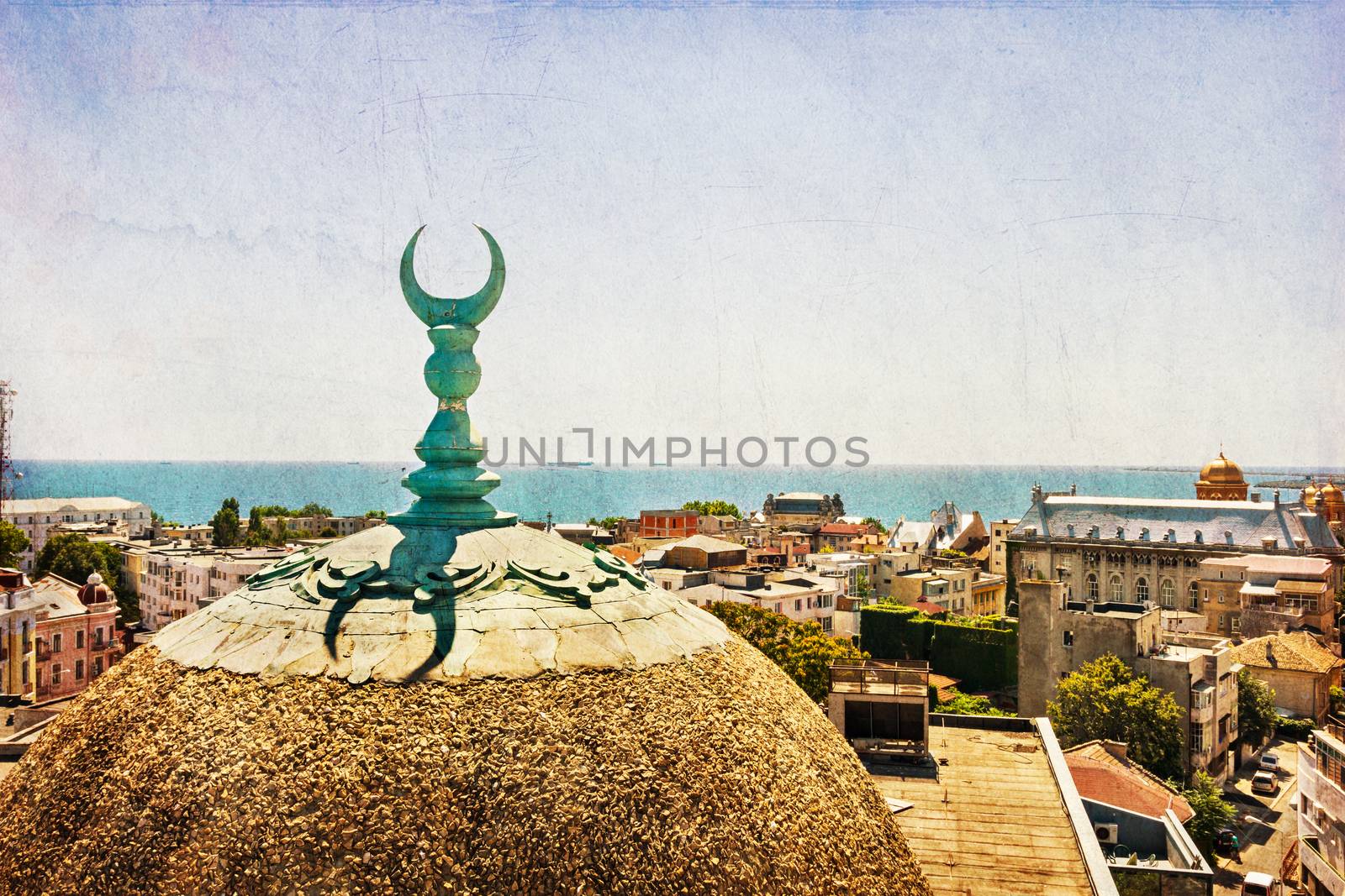 View over Constanta Romania , from the old town center mosque tower