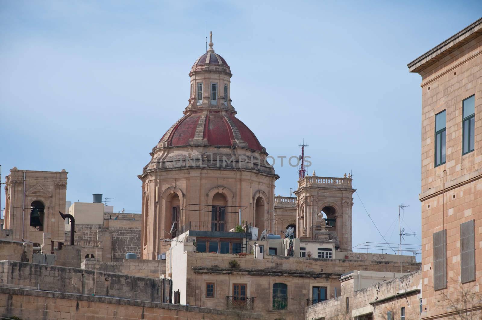 Detail of the church of the valley seen from the road, Malta europe