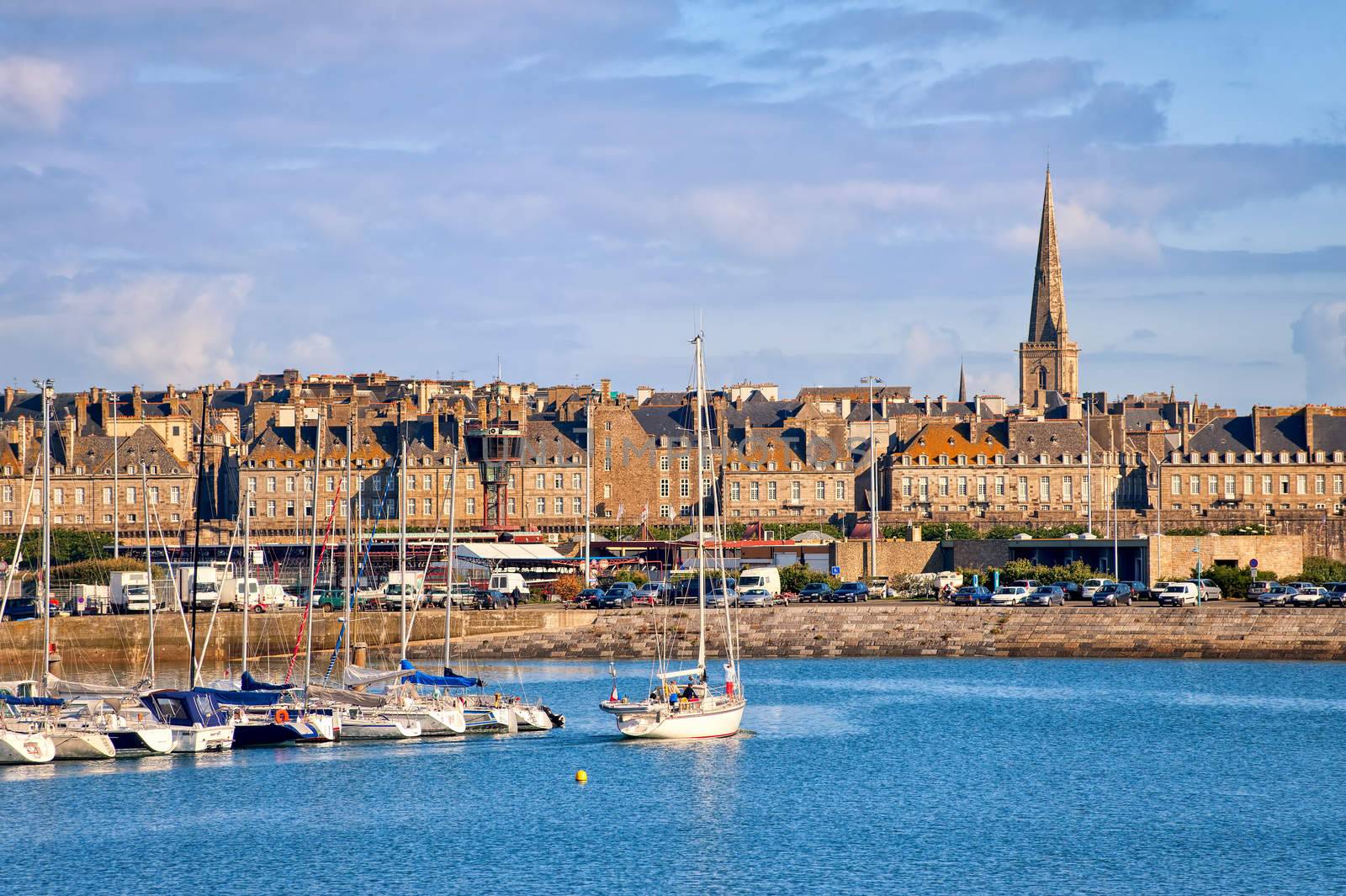 Yacht harbour and walled city of Saint-Malo, Brittany, France