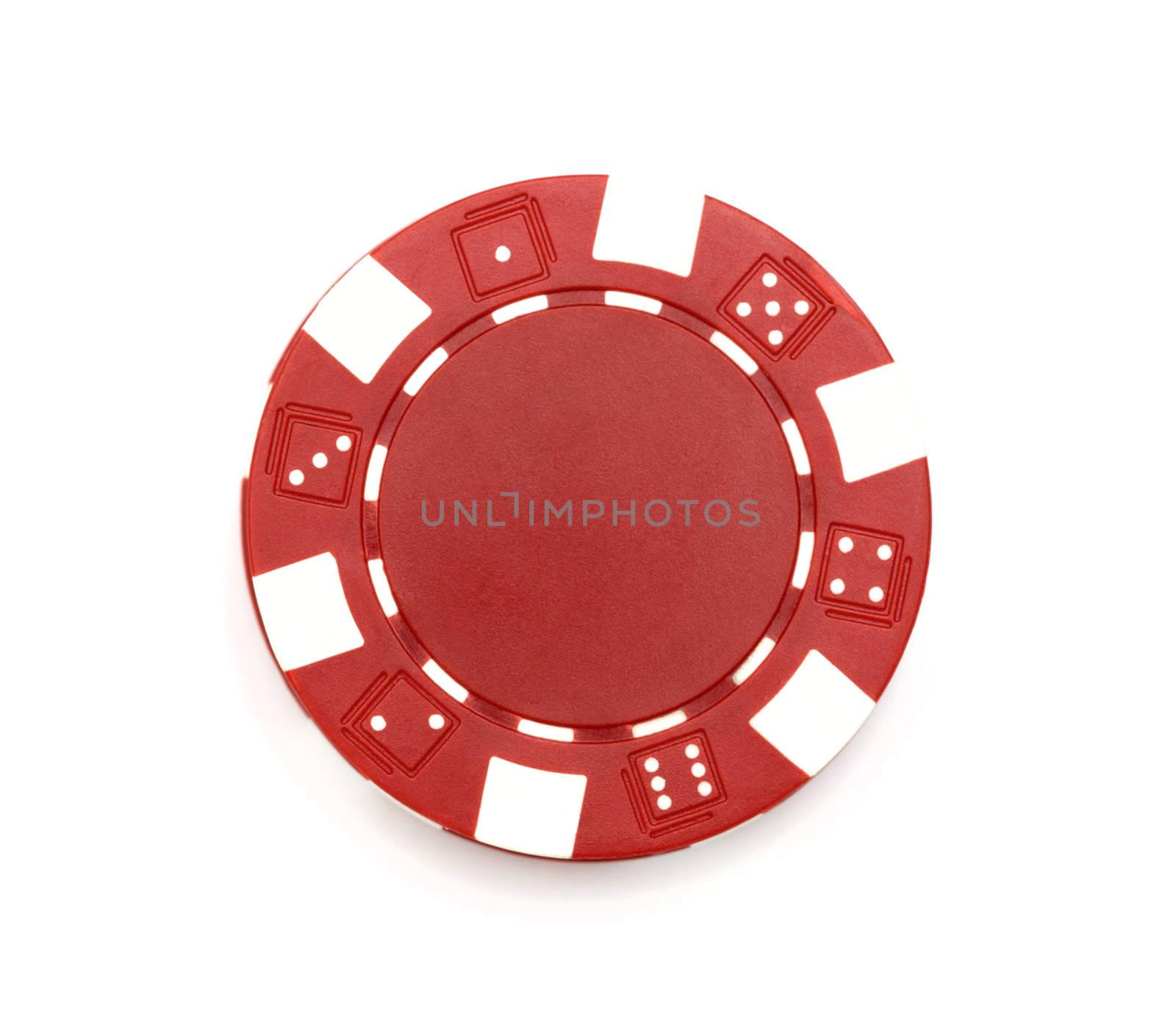 Red poker chip isolated on white by DNKSTUDIO
