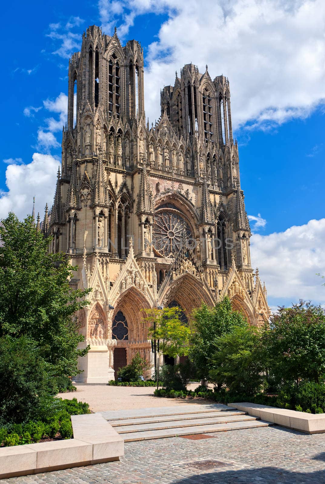 Notre Dame de Reims Cathedral, France by GlobePhotos