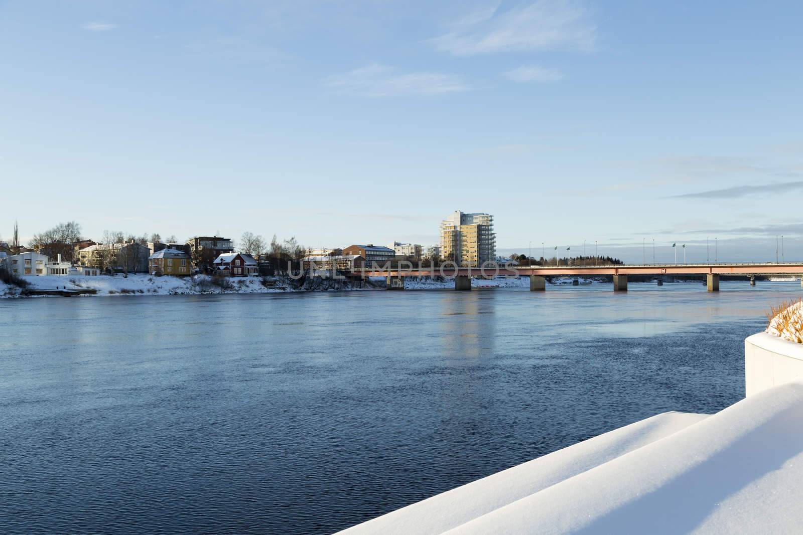 The River in Umeå, Sweden in early winter.