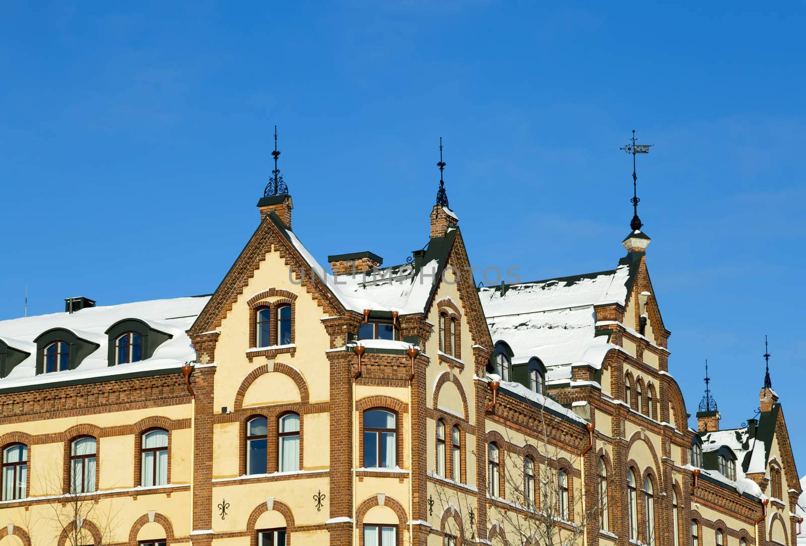 Old Hotel in Umeå, Sweden in winter.