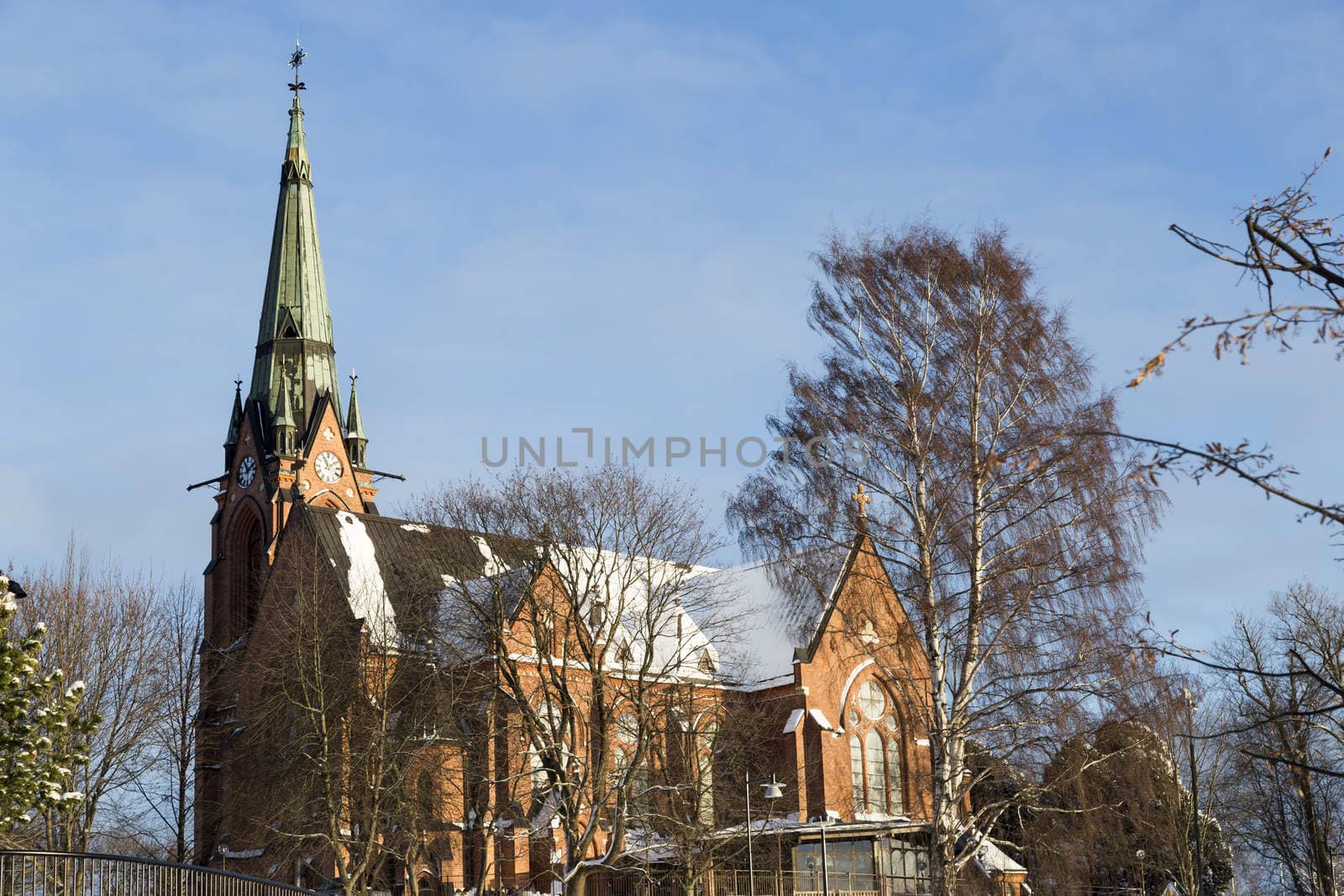 Church in Umeå, Sweden in early winter.