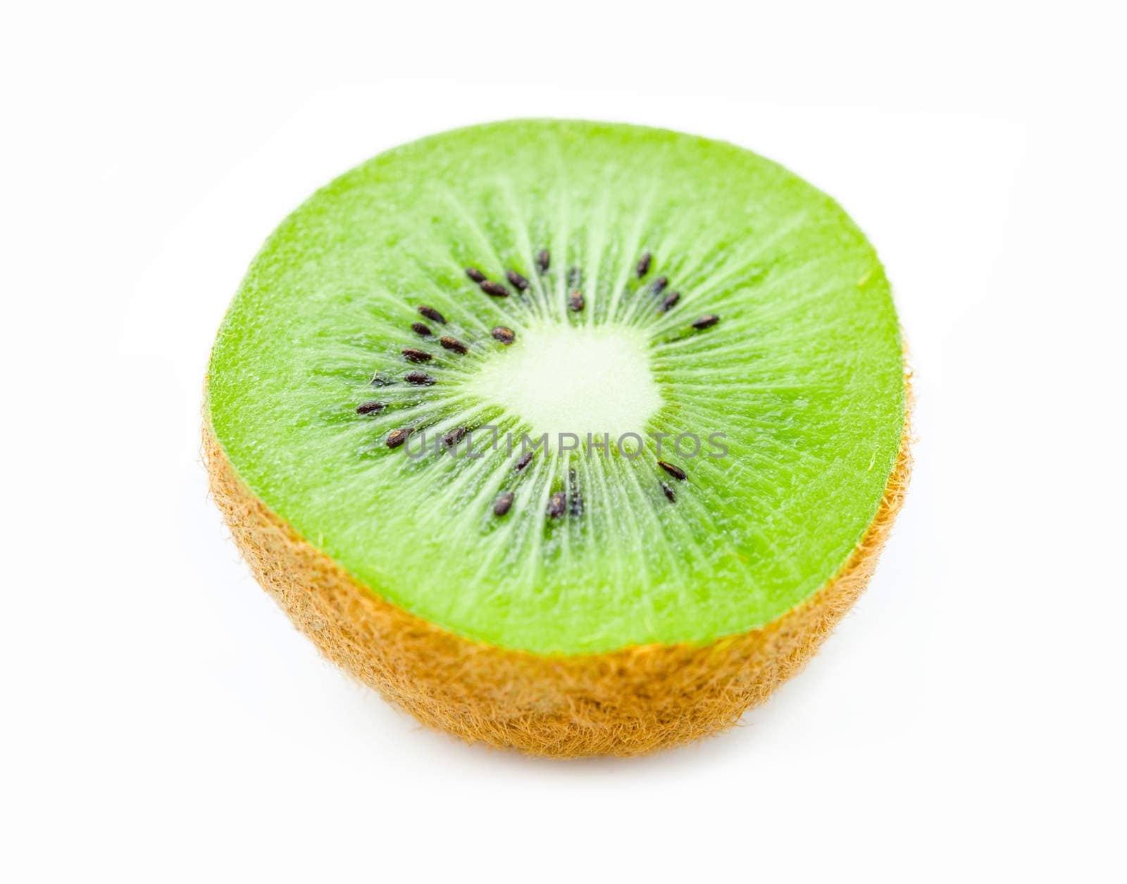 Close up fresh half kiwi fruit isolated background.