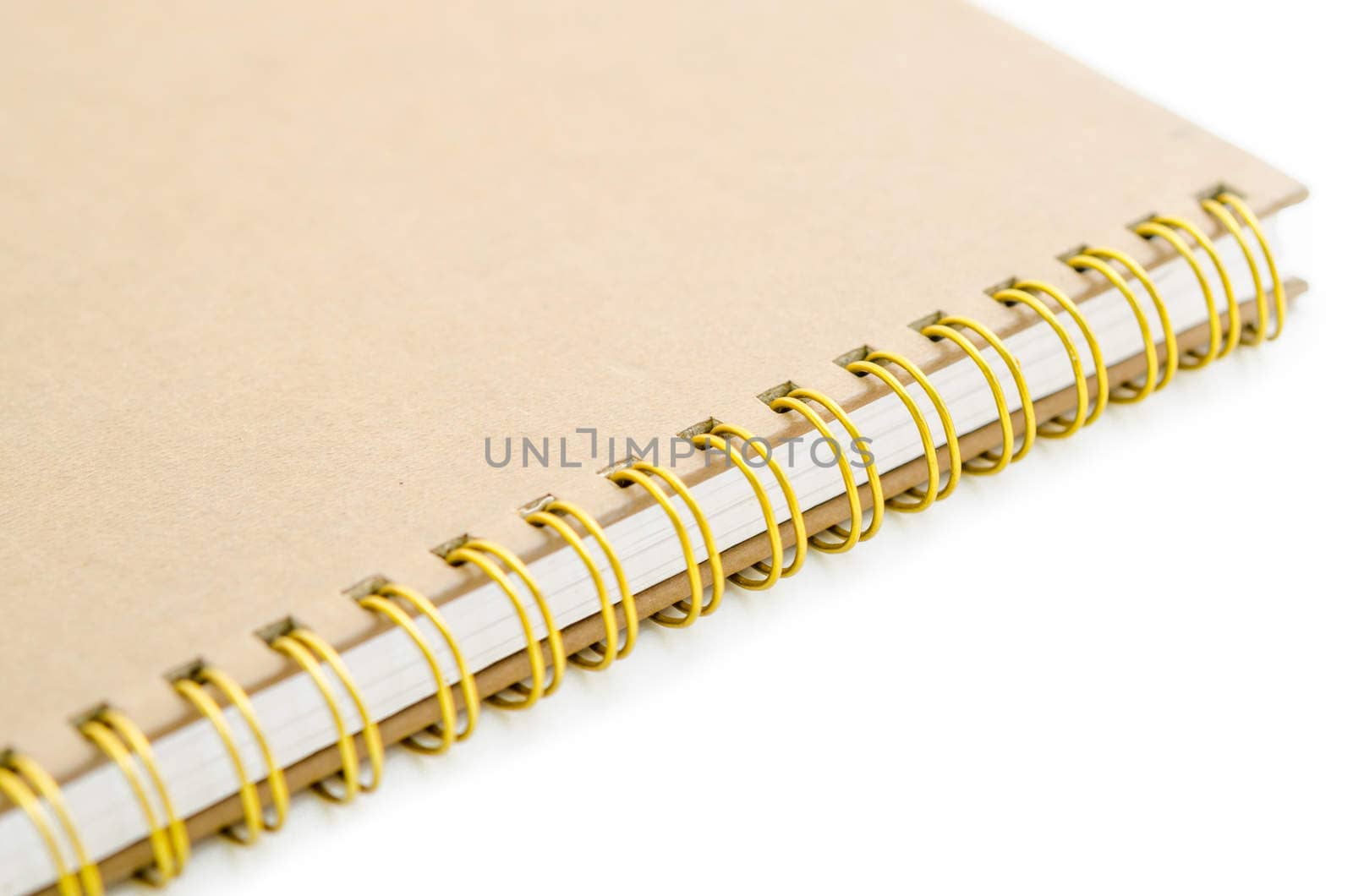 stack of ring binder book or brown notebook isolated on white background