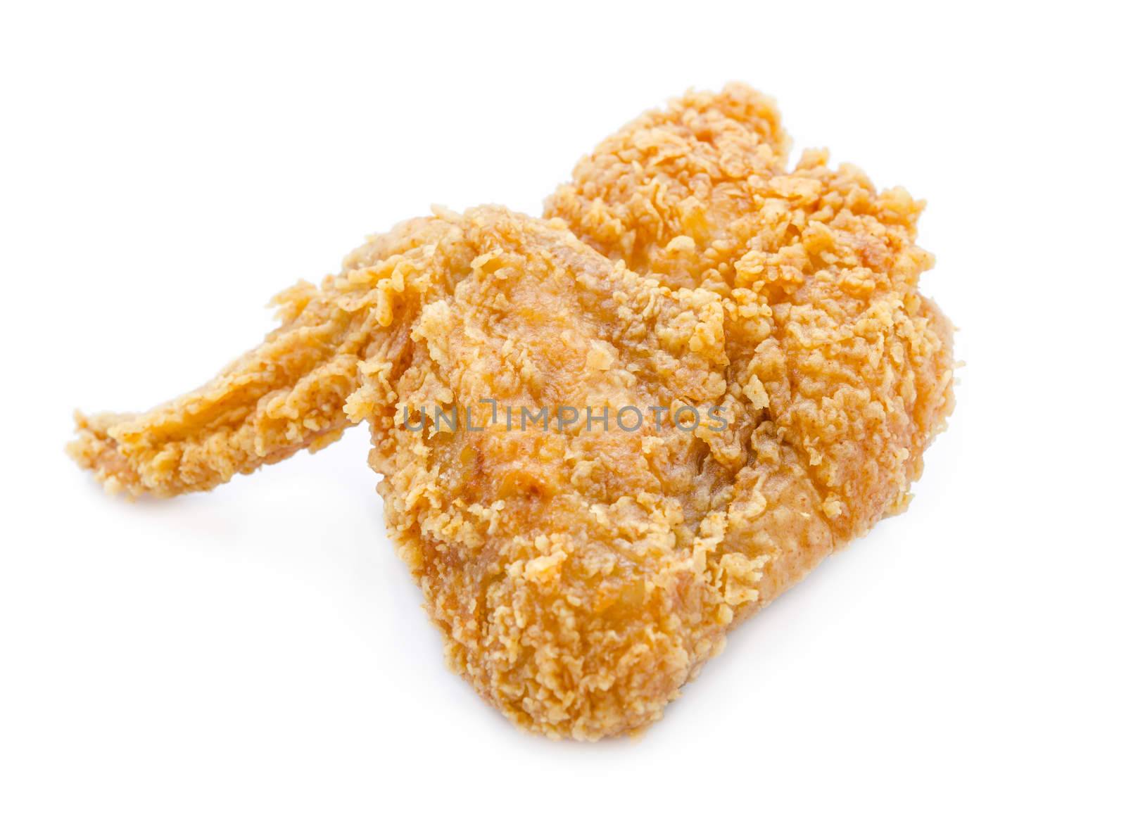 Fried chicken isolated on white background.