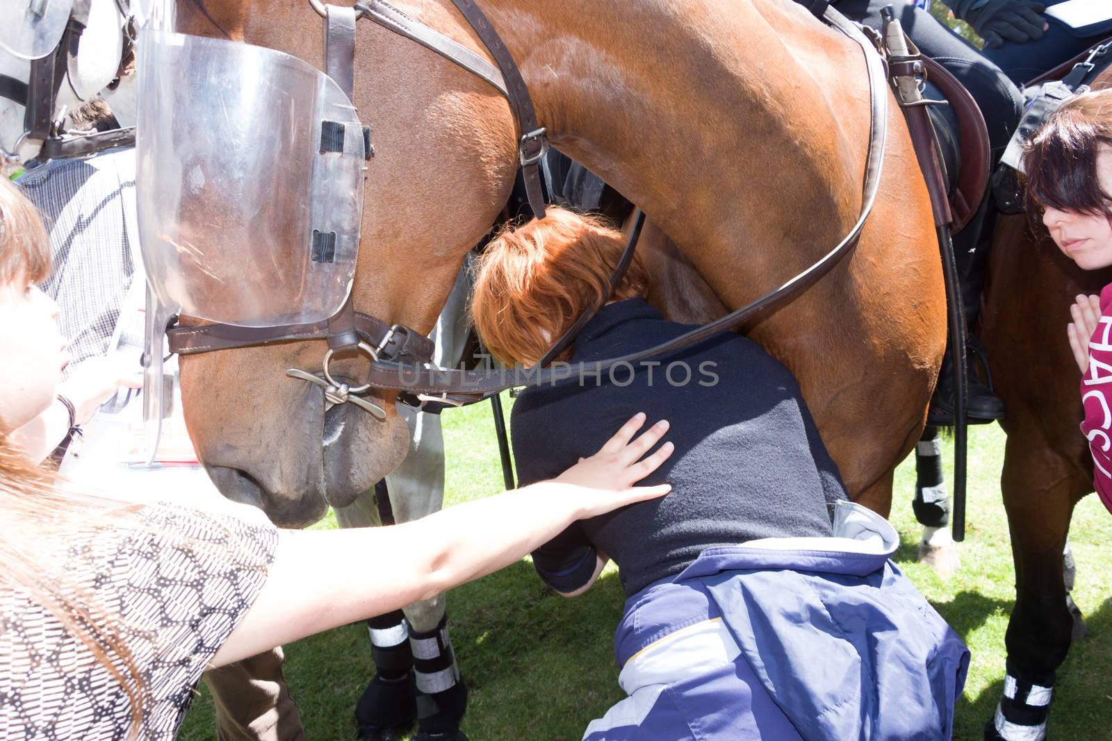 MELTON, VICTORIA/AUSTRALIA - NOVEMBER 2015: Anti Racism protesters violently clashed with reclaim australia groups rallying agsint Mulsim immigration.