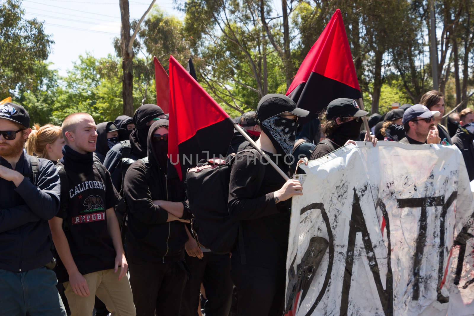 MELTON, VICTORIA/AUSTRALIA - NOVEMBER 2015: Anti Racism protesters violently clashed with reclaim australia groups rallying agsint Mulsim immigration.