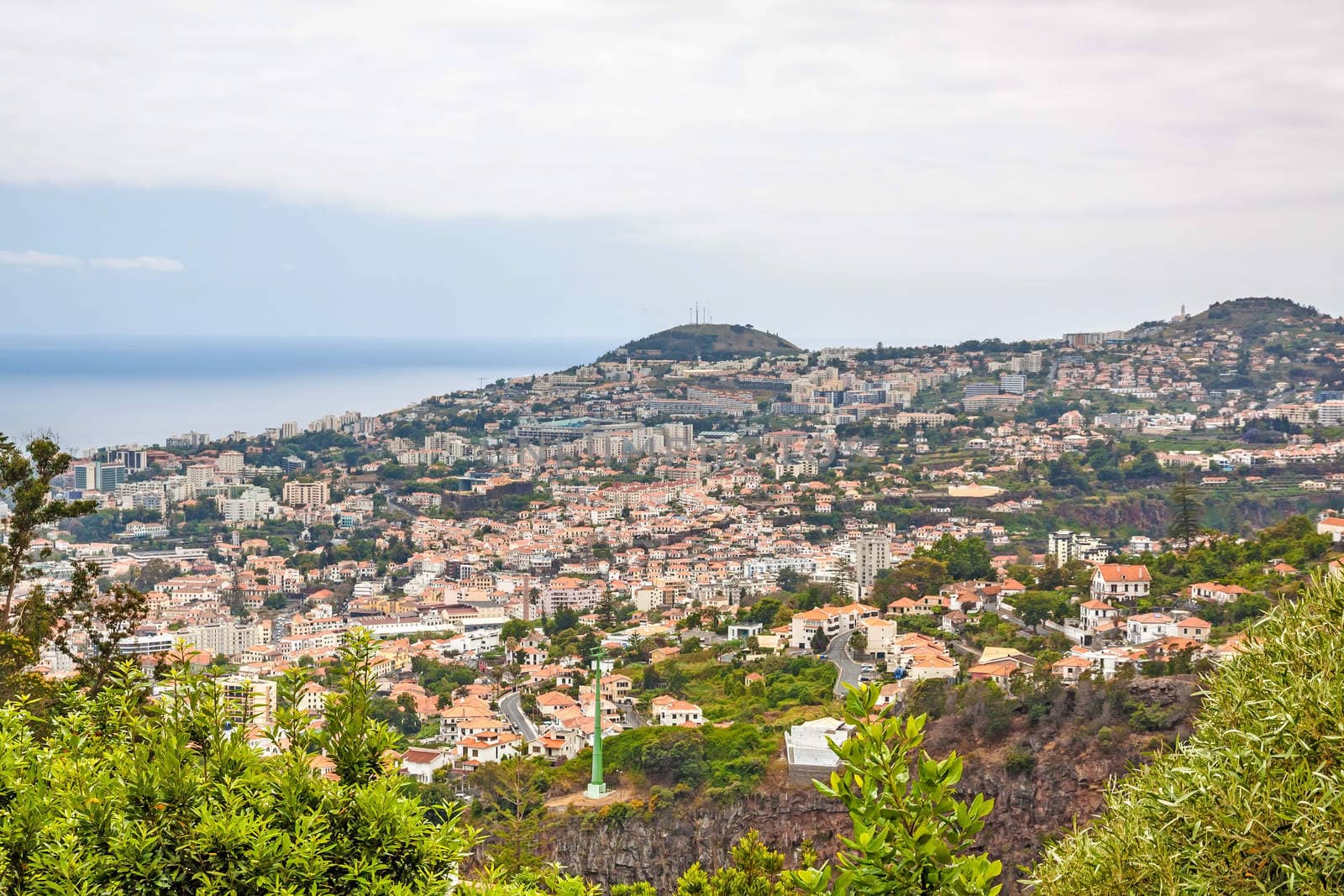 View over Funchal, Madeira, Portugal from botanical garden Jardim Botanico