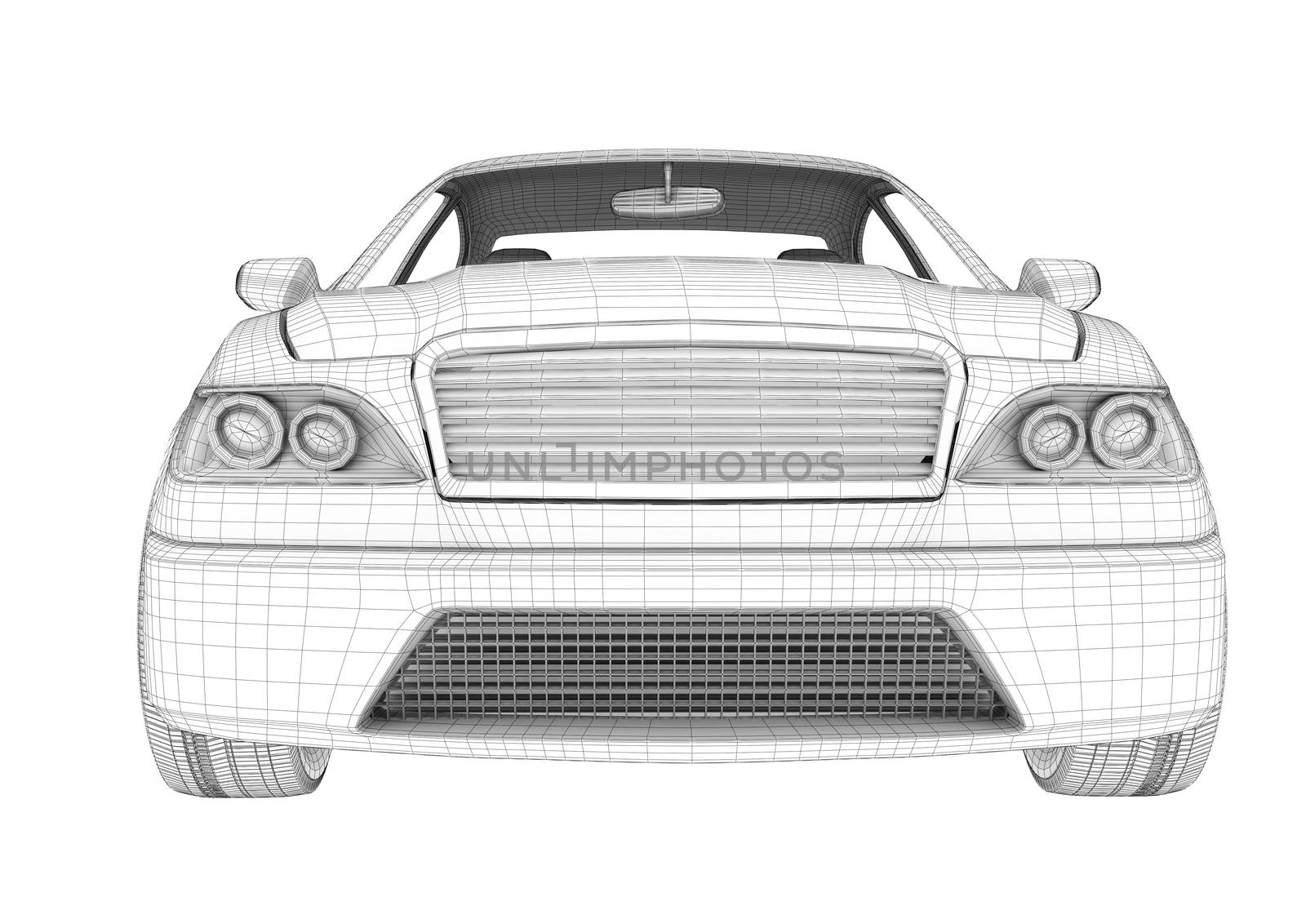 Car on white, front view by cherezoff