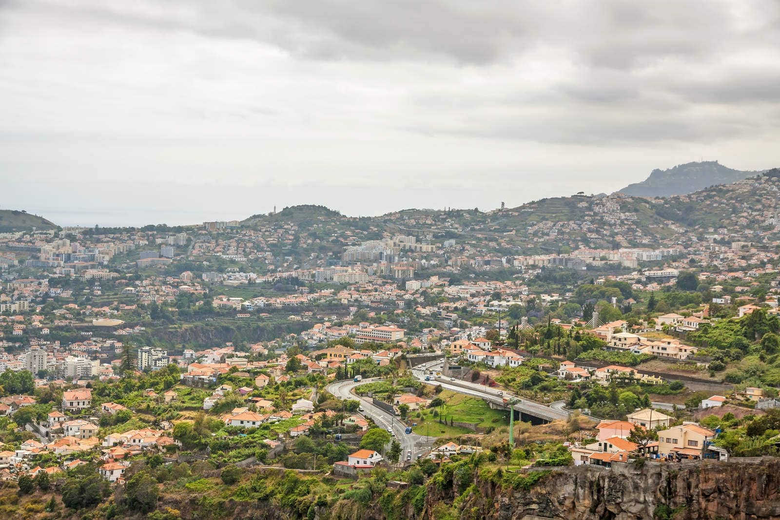 View over Funchal, Madeira, Portugal from botanical garden Jardim Botanico
