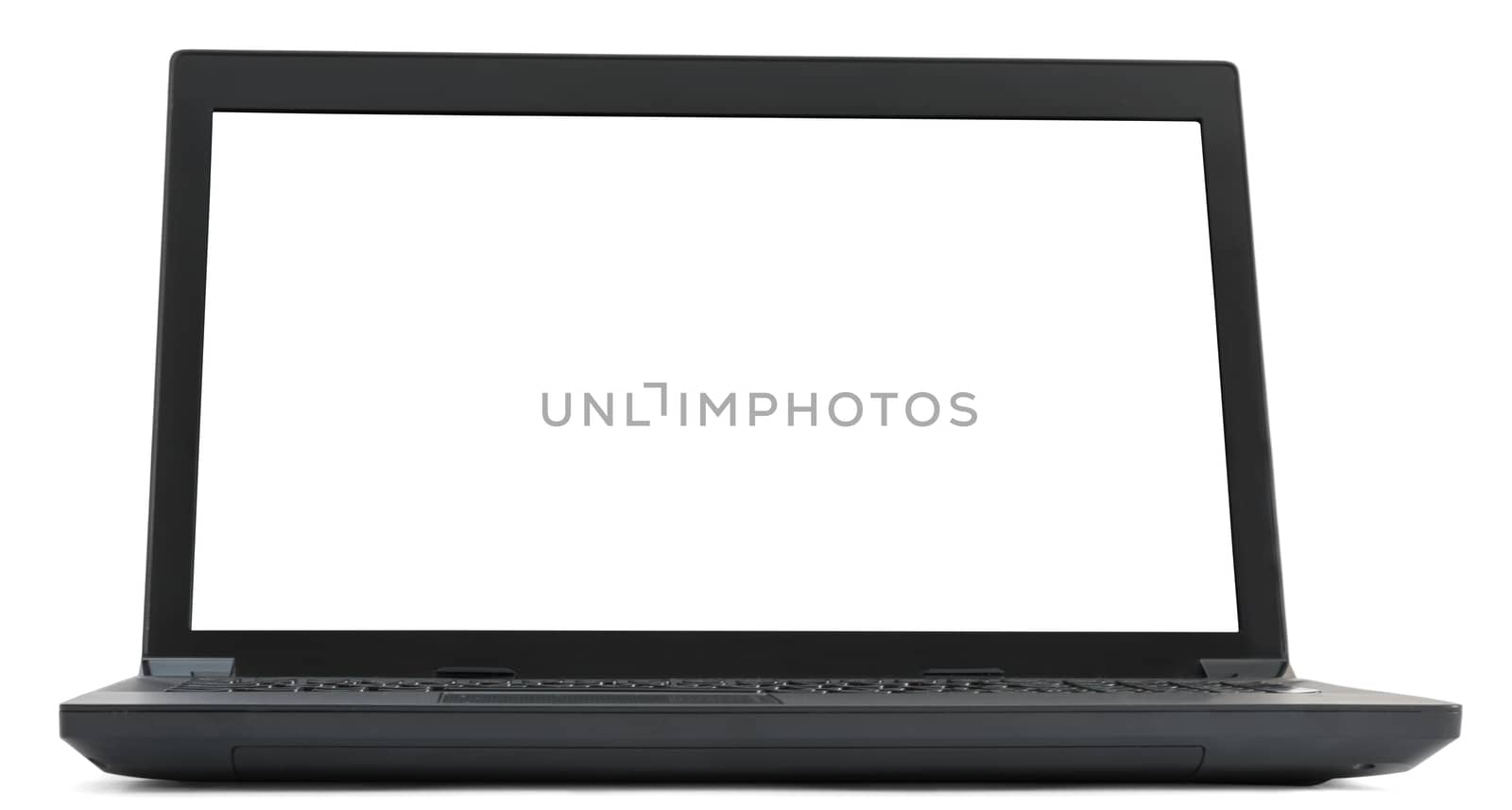 Black laptop with blank screen by cherezoff