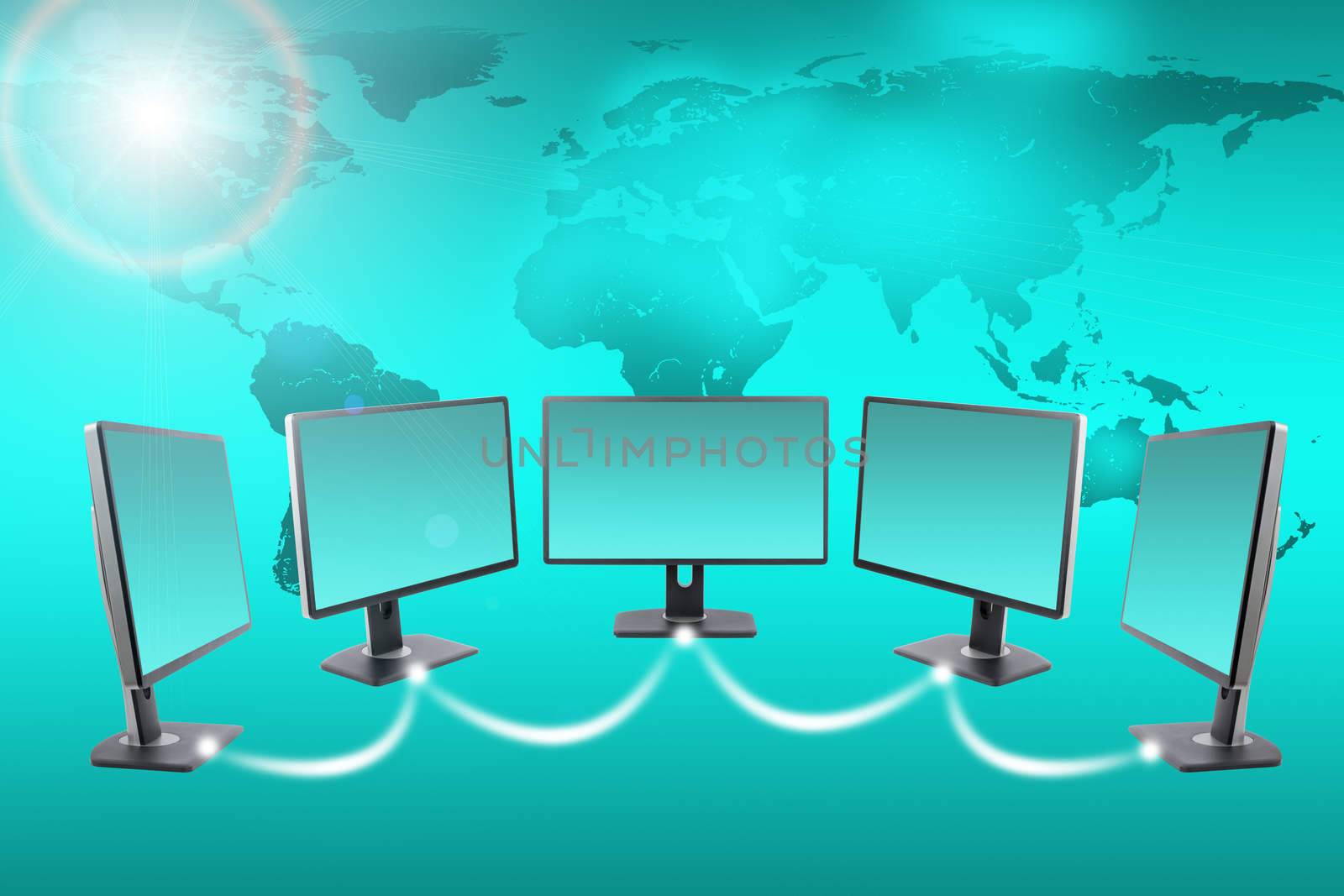 Monitors with map by cherezoff