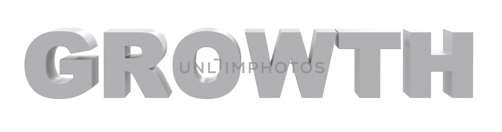 Word growth on isolated white background, front view