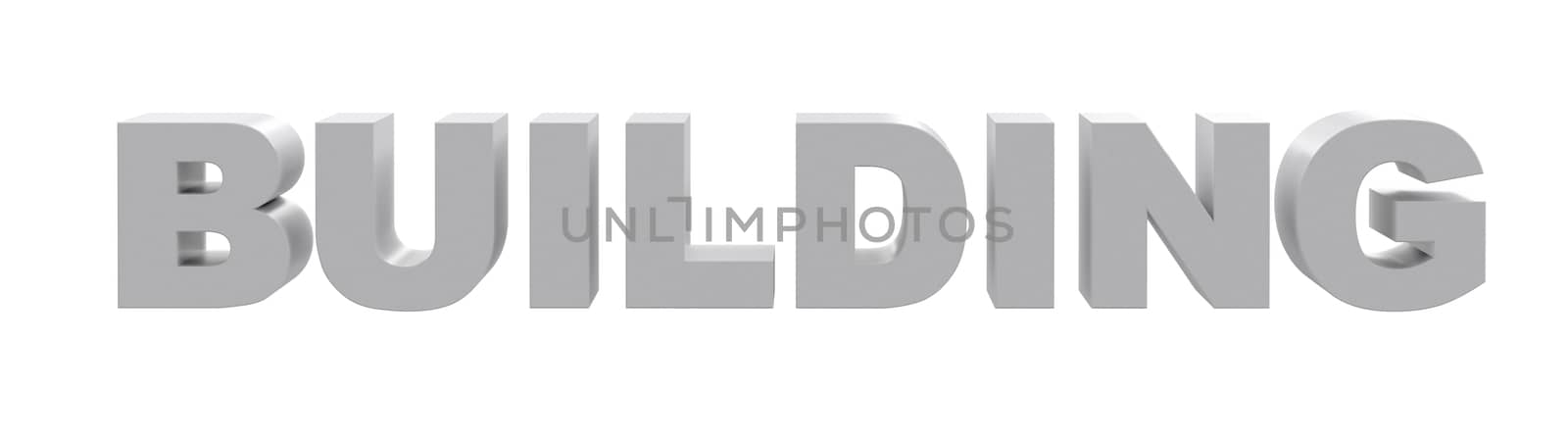 Word building on isolated white background, front view