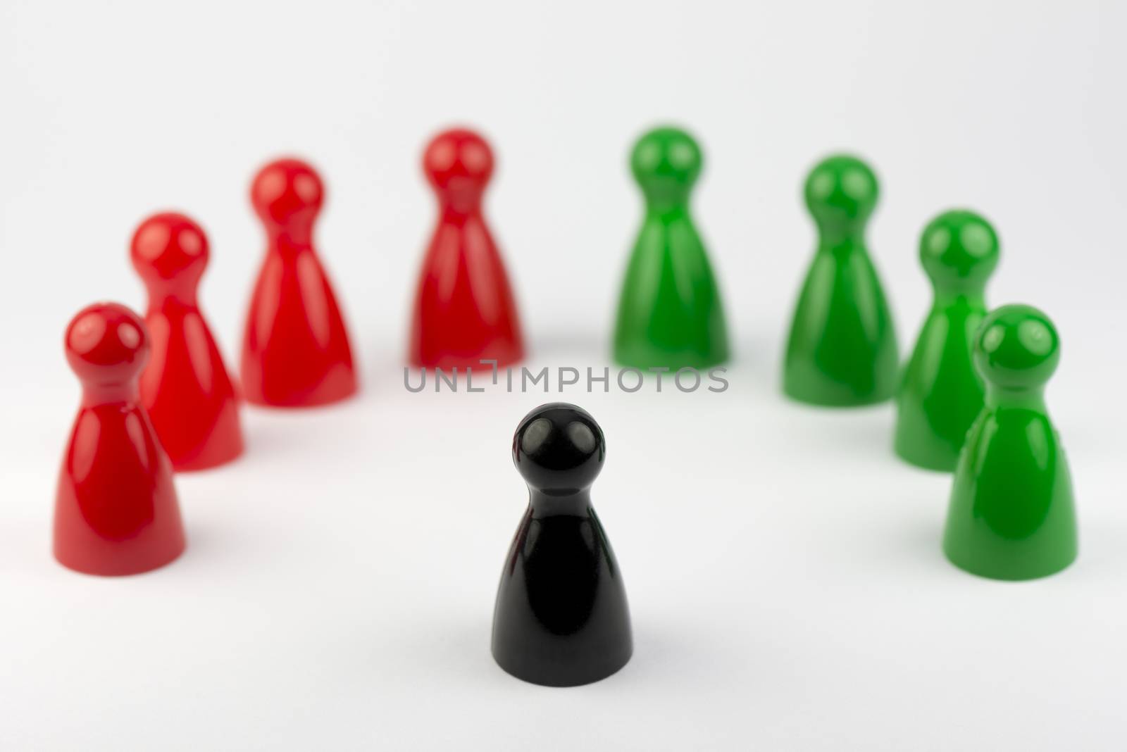 Conceptual game pawns that depict the concept different
