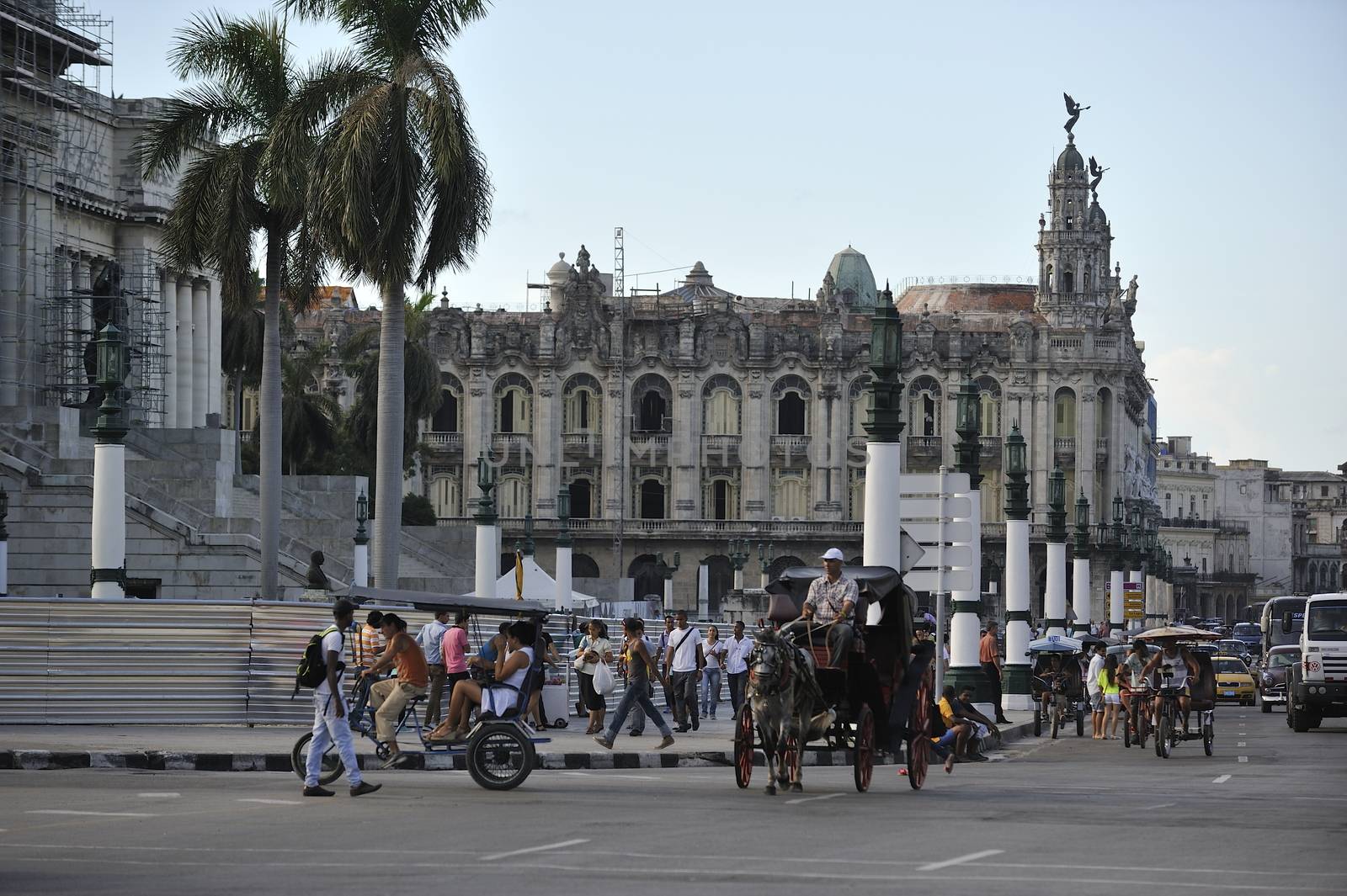Havana, Cuba, August 2013.  Paseo de Marti. View at the Capitol Hill.