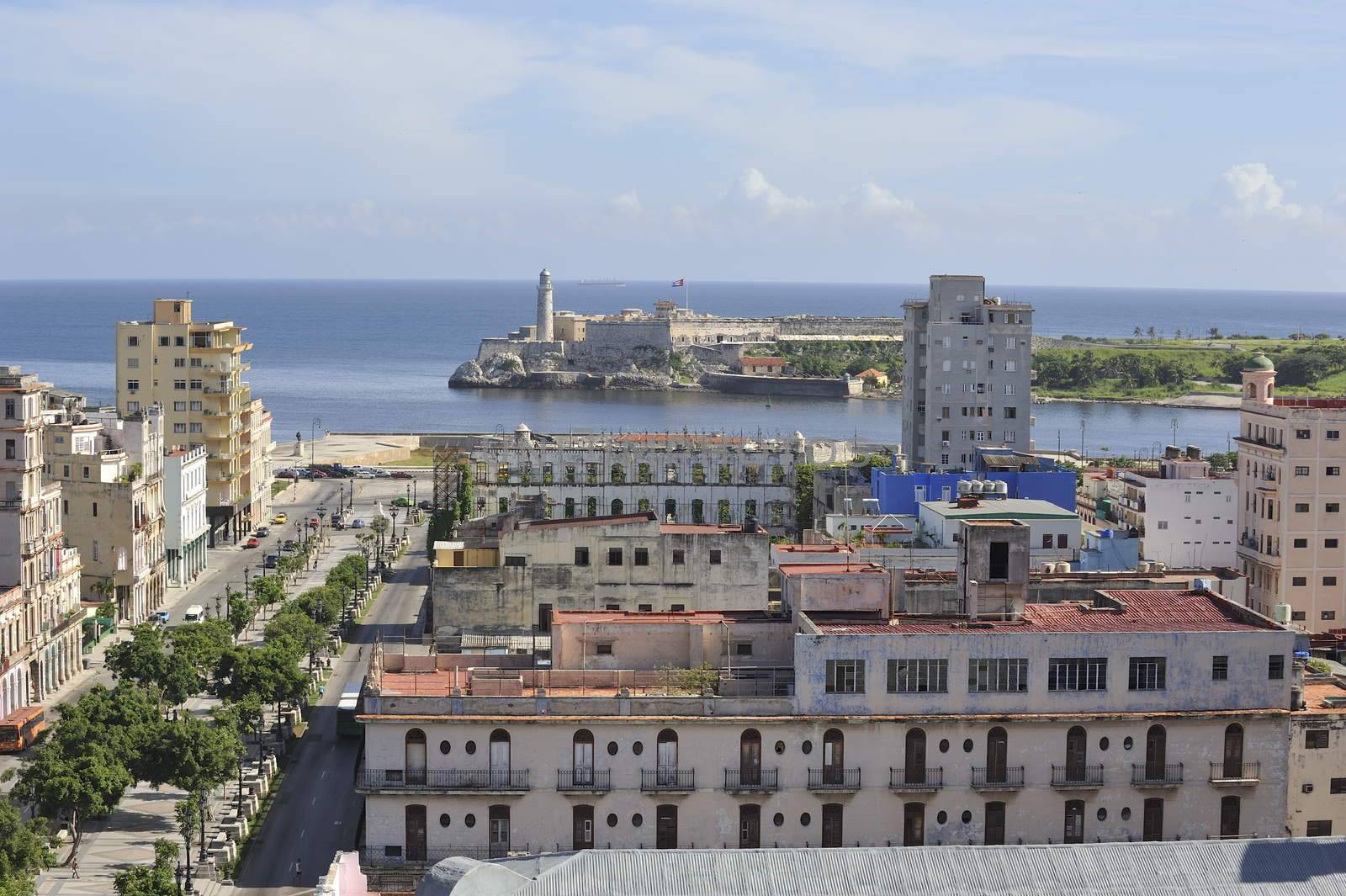 Center of the old Havana city in Cuba, view at the architectural monuments.