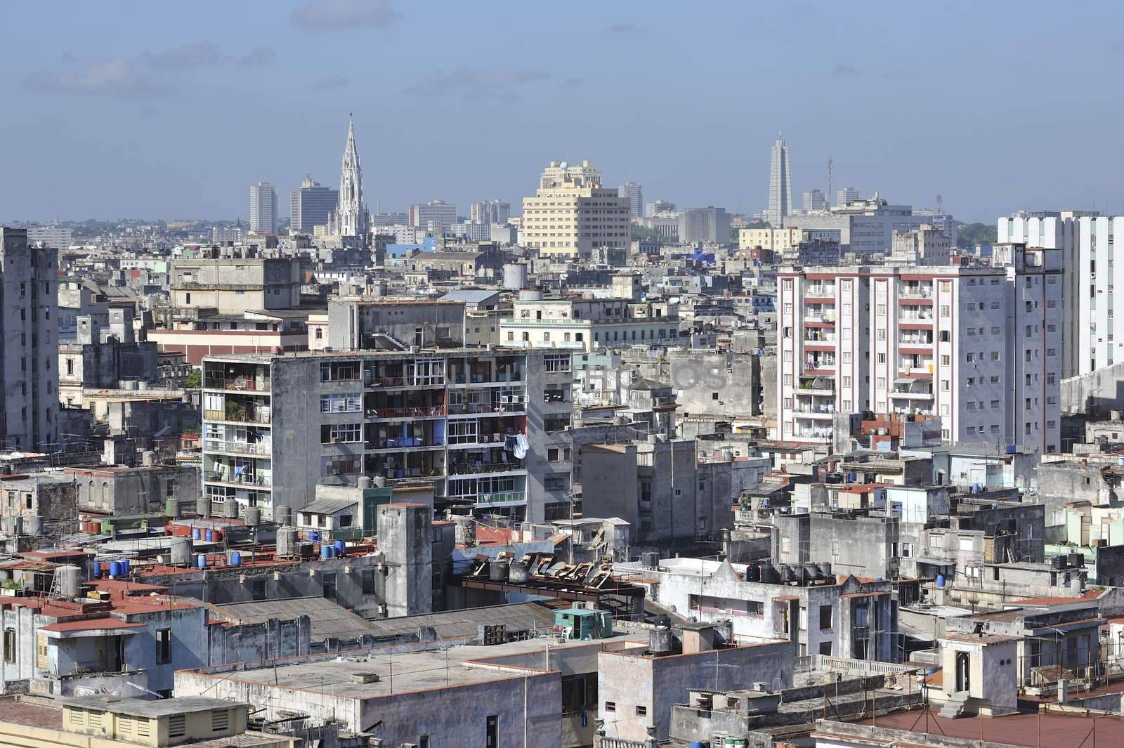 Center of the old Havana city in Cuba, view at the architectural monuments.