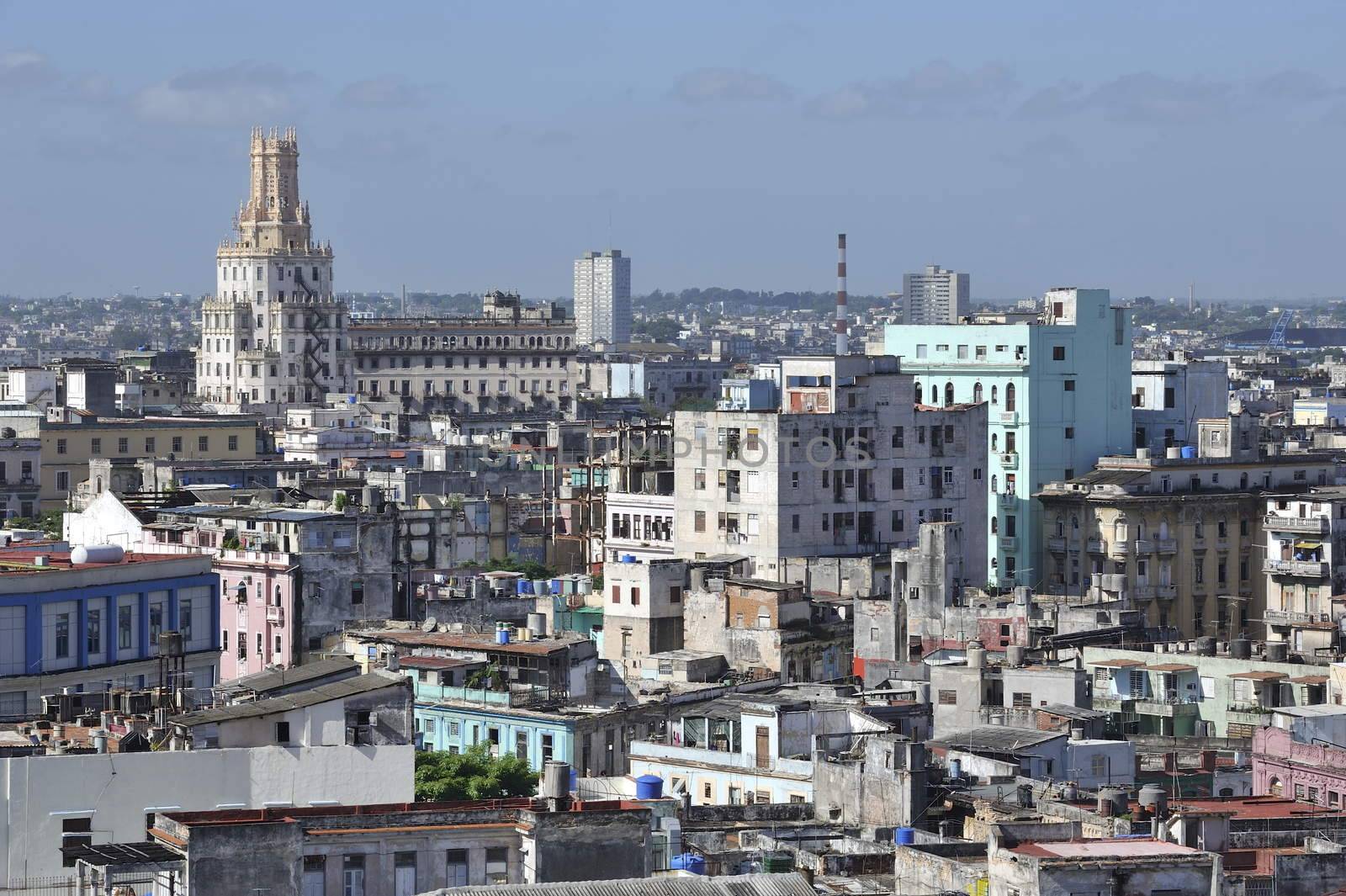 Center of the old Havana city in Cuba, view at the architectural monuments.