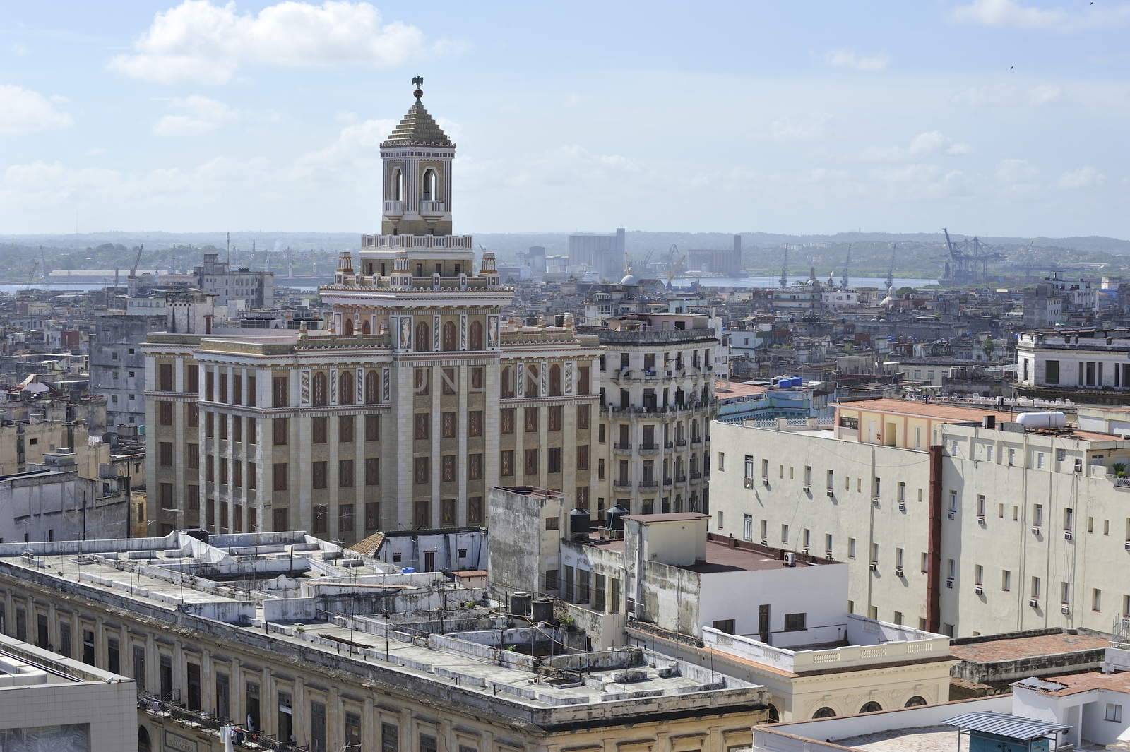 Center of the old Havana city in Cuba, view at the architectural monuments.