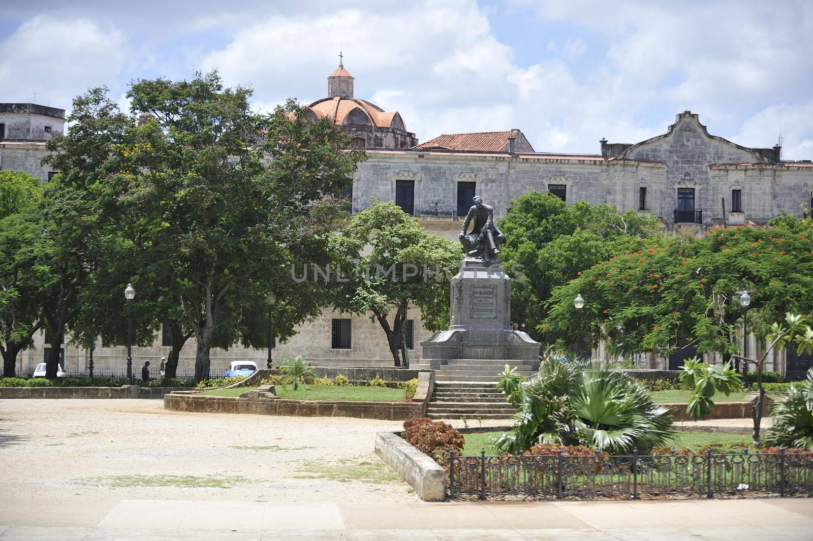Center of the old Havana city in Cuba, view at the architectural monuments.