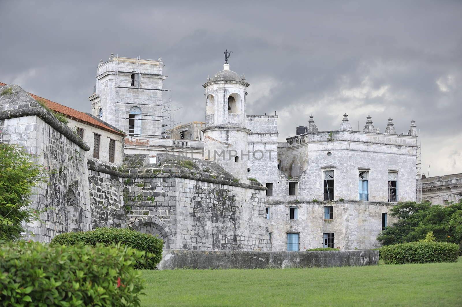 Center of the old Havana city in Cuba, view at the architectural monuments.