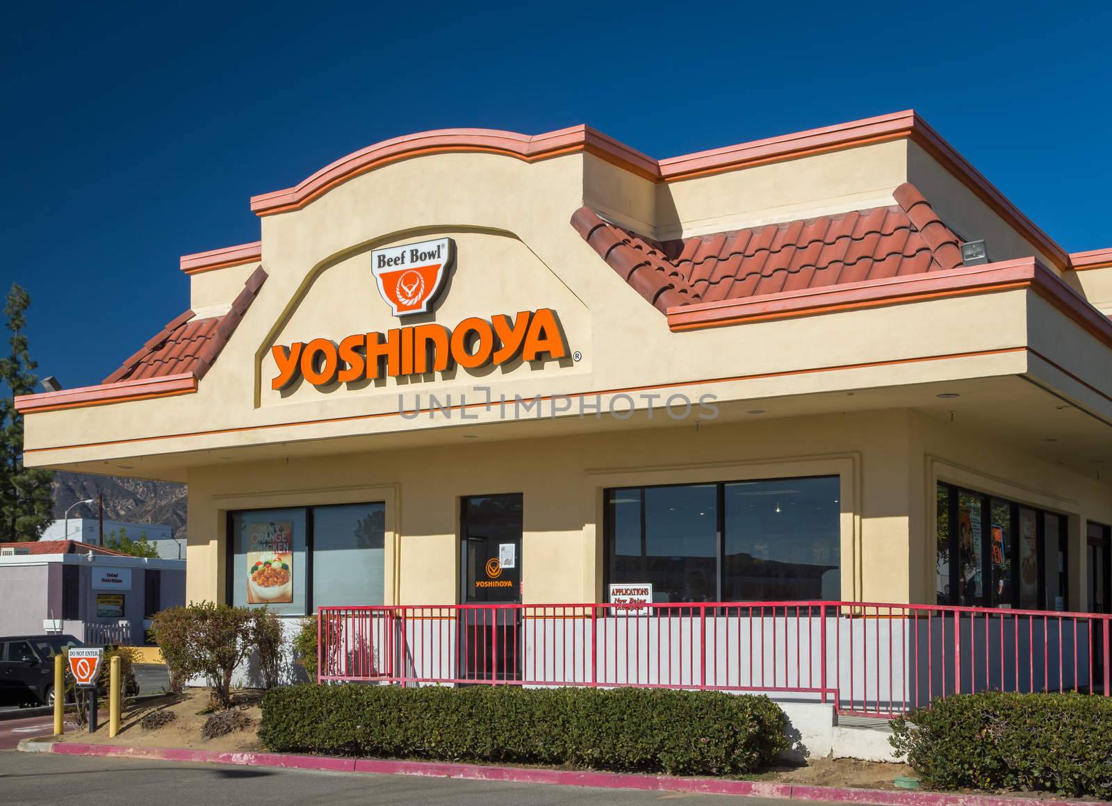 LOS ANGELES, CA/USA - NOVEMBER 22, 2015: Yoshinoya Beef Bowl restaurant exterior. Yoshinoya is a Japanese fast food chain restaurant chain.