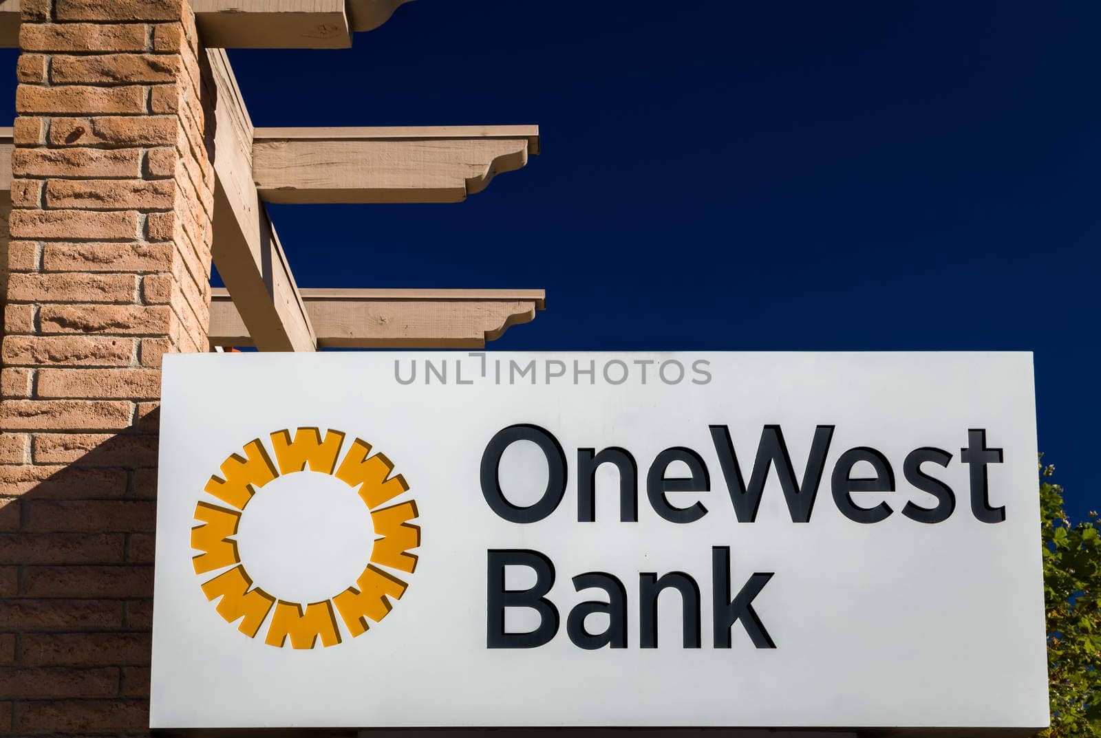 LOS ANGELES, CA/USA - NOVEMBER 22, 2015: OneWest Bank exterior and sign. OneWest Bank is a national bank with 70 retail branches in southern California.