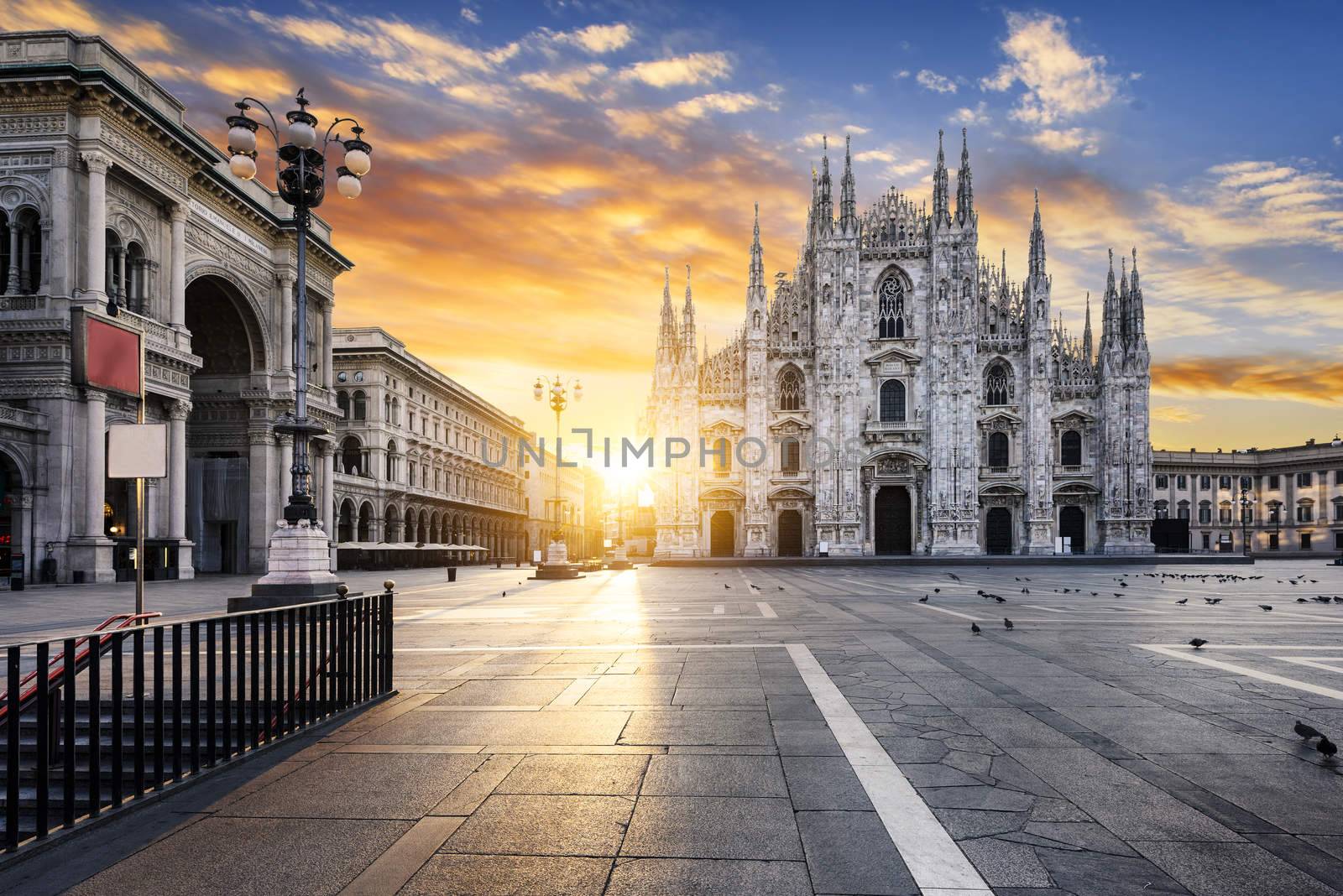 Duomo at sunrise, Milan, Europe.