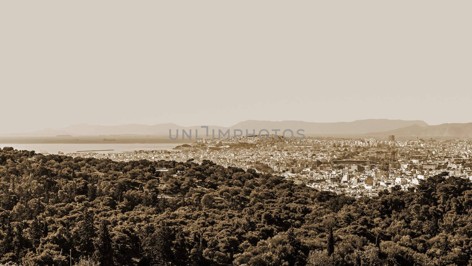 Panorama of Ahtens, Greece, out of the Acropolis hill.